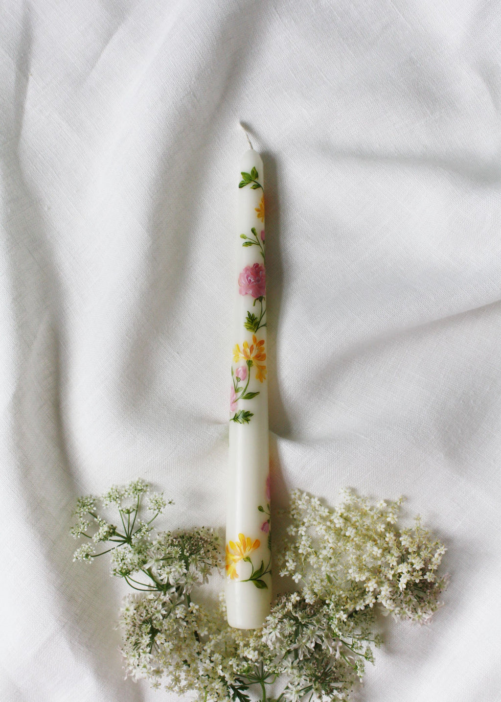 Birth Flower June Candle Hand Painted Roses and Honeysuckle