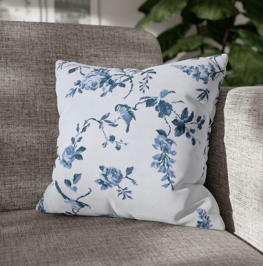 Birds and Roses cotton throw cushion