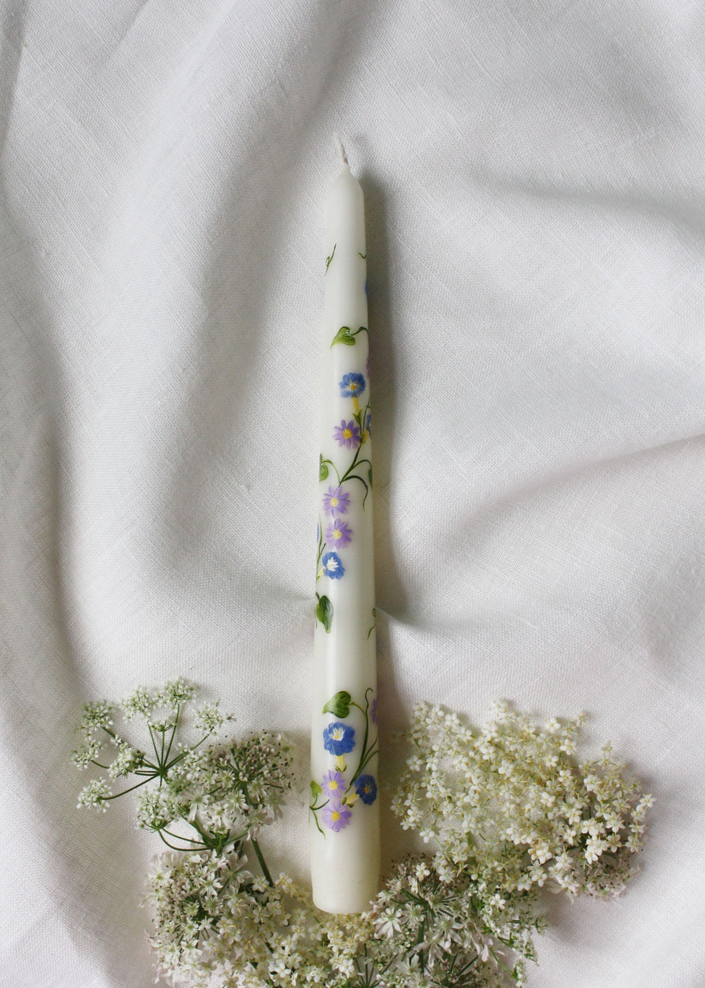 Birth Flower September Morning Glory and Aster Hand Painted Candle