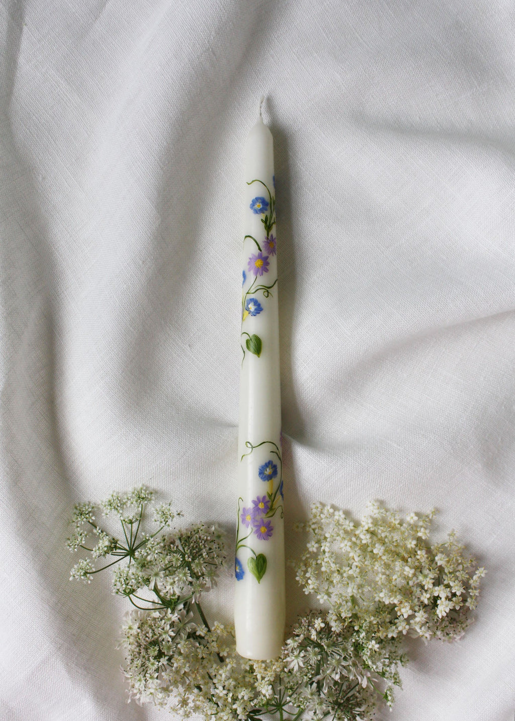 Birth Flower September Morning Glory and Aster Hand Painted Candle