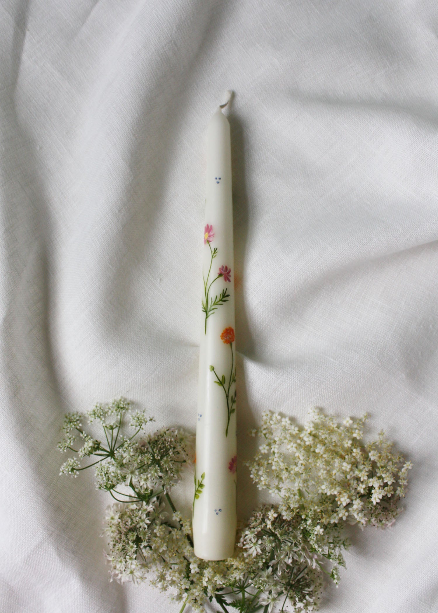 Birth Flower October Marigold and Cosmos Hand Painted Candle
