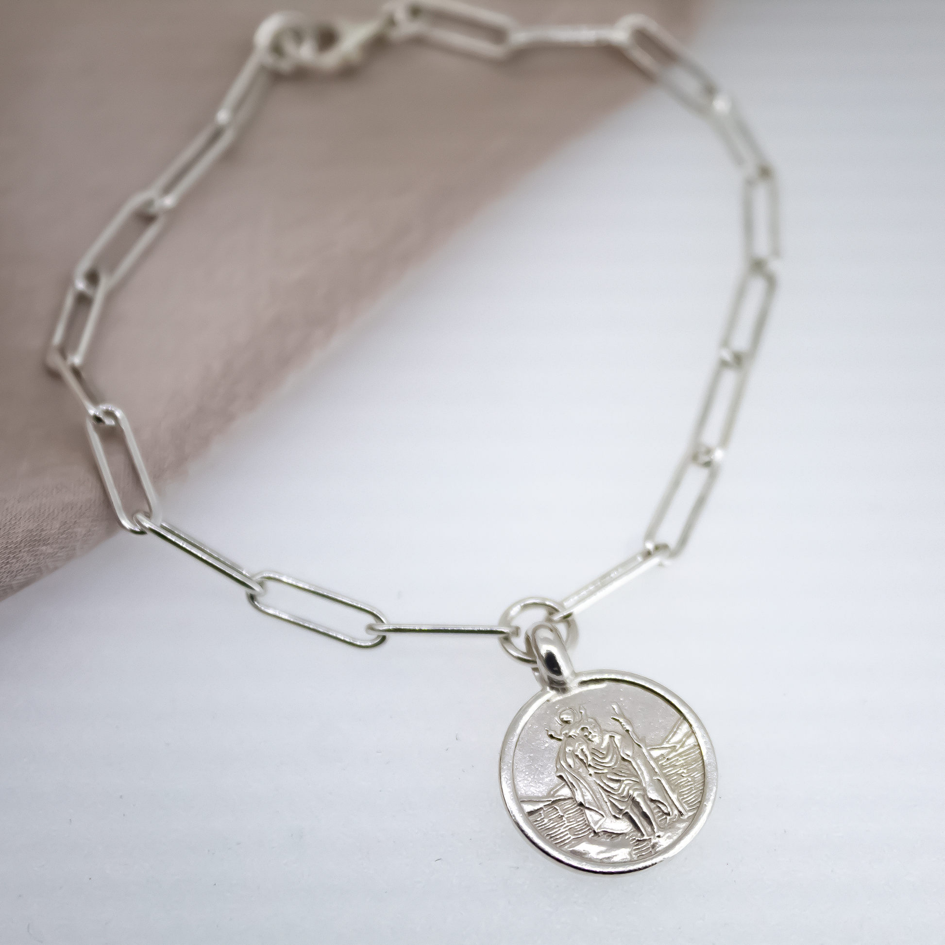 St Christopher Silver Trace Chain Bracelet