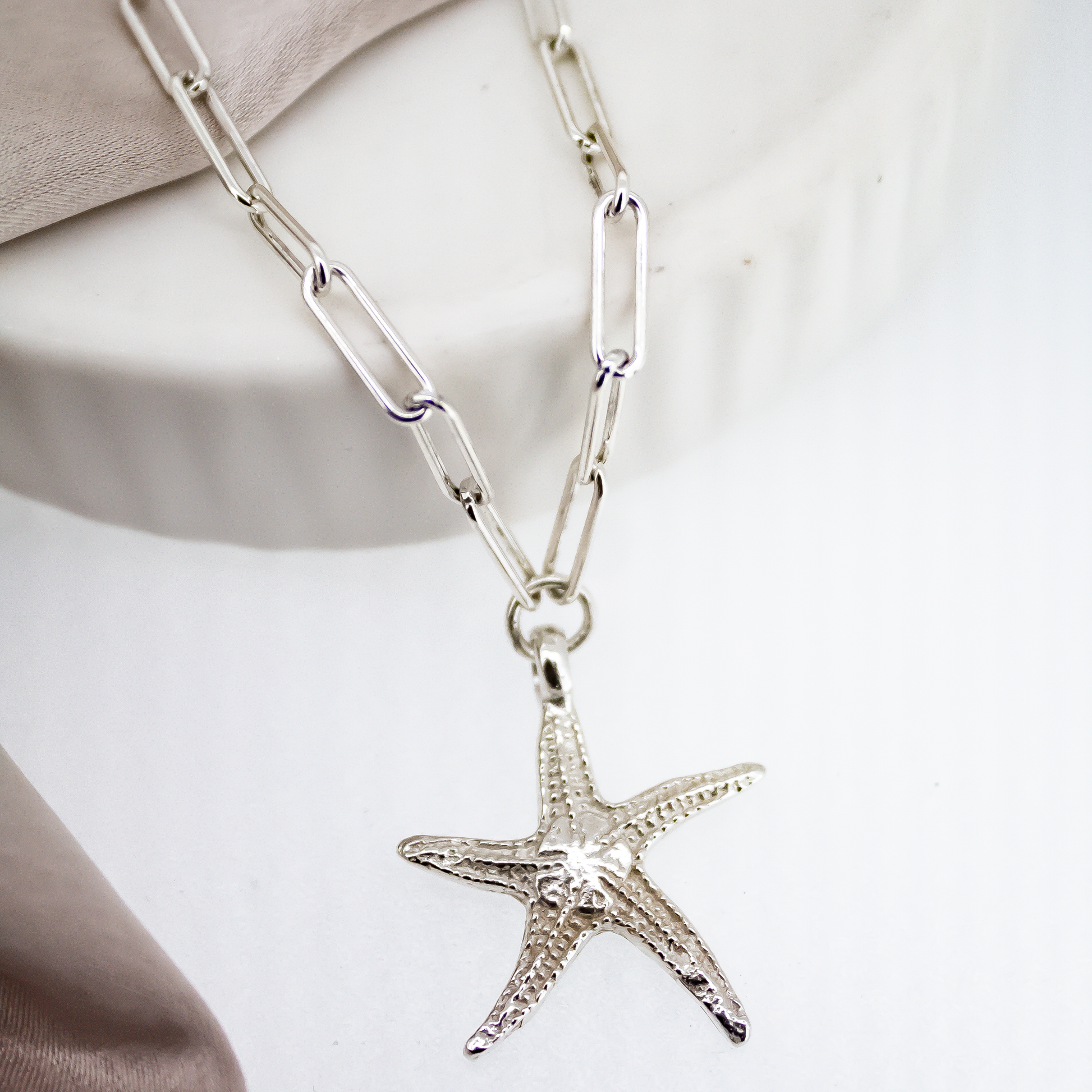 Sterling Silver Starfish Trace Chain Necklace