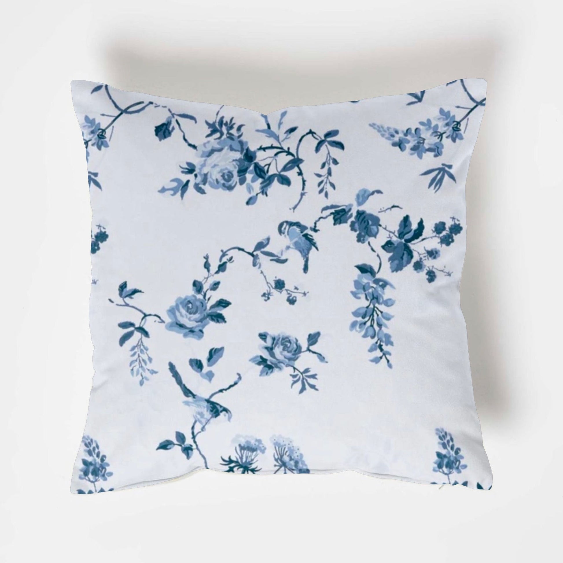 Birds and Roses cotton throw cushion
