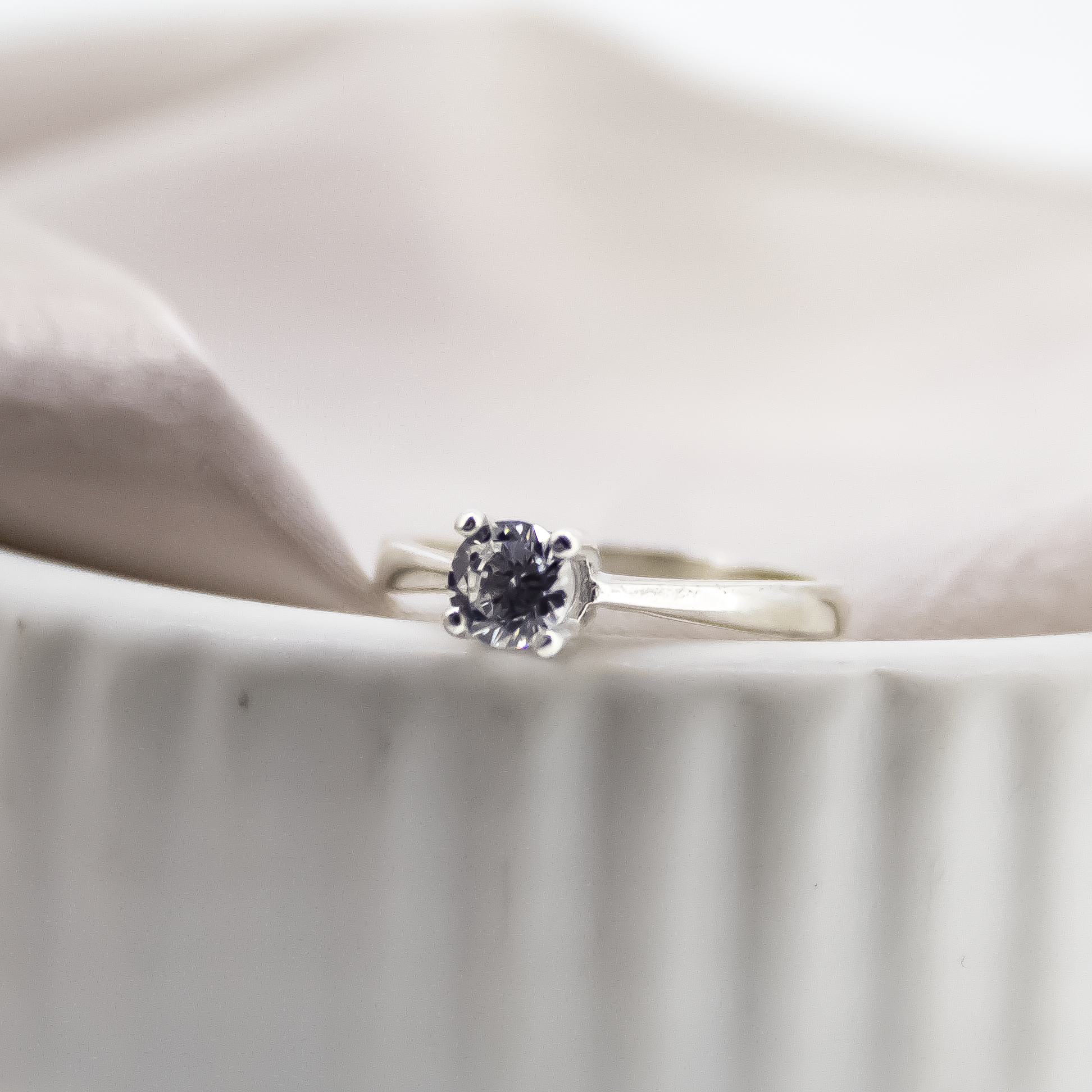 Solitaire Treasured Claw Ring in Sterling Silver