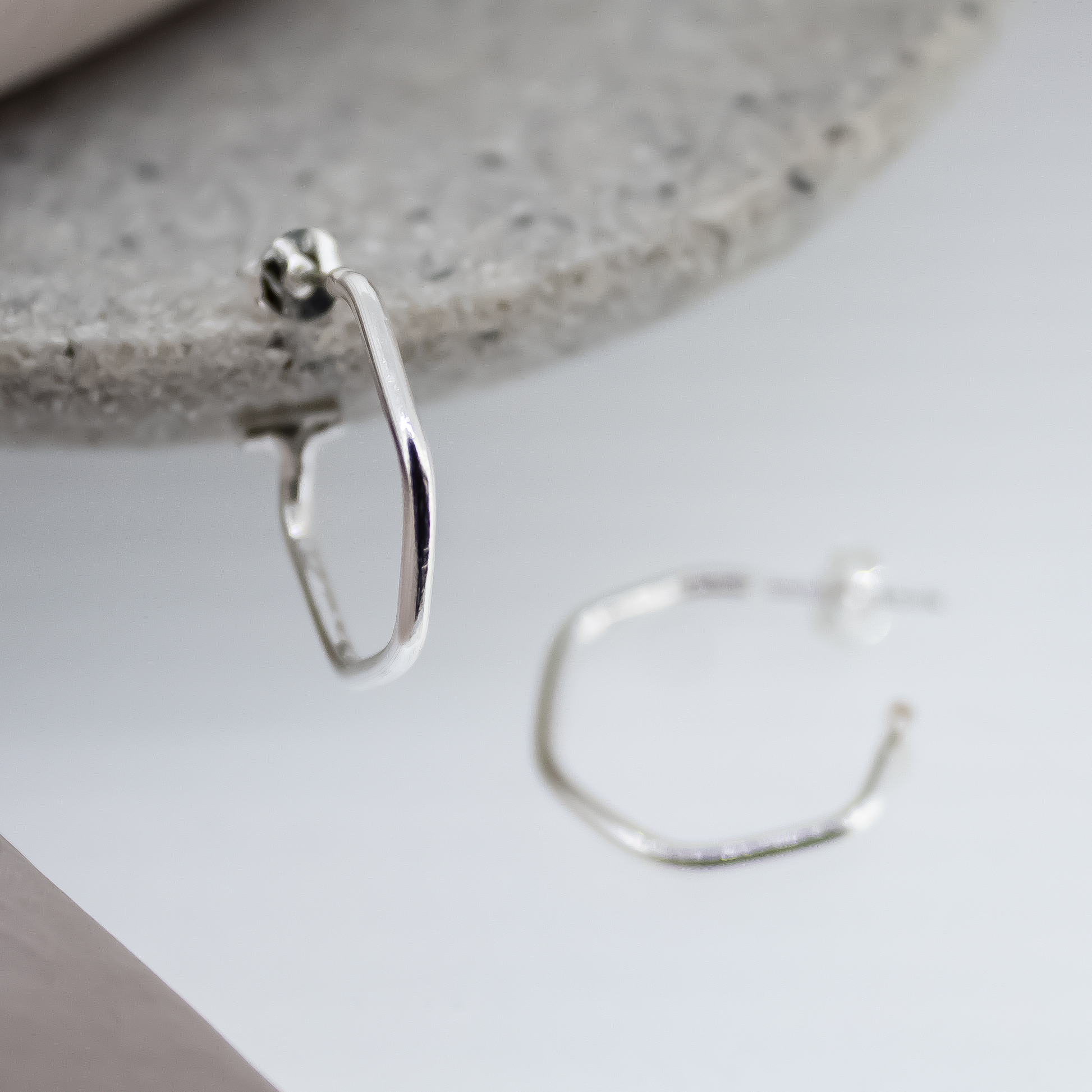 Sterling Silver Hex Hoops