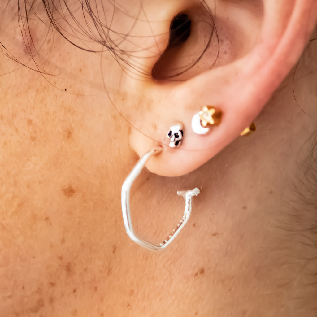 Sterling Silver Hex Hoops