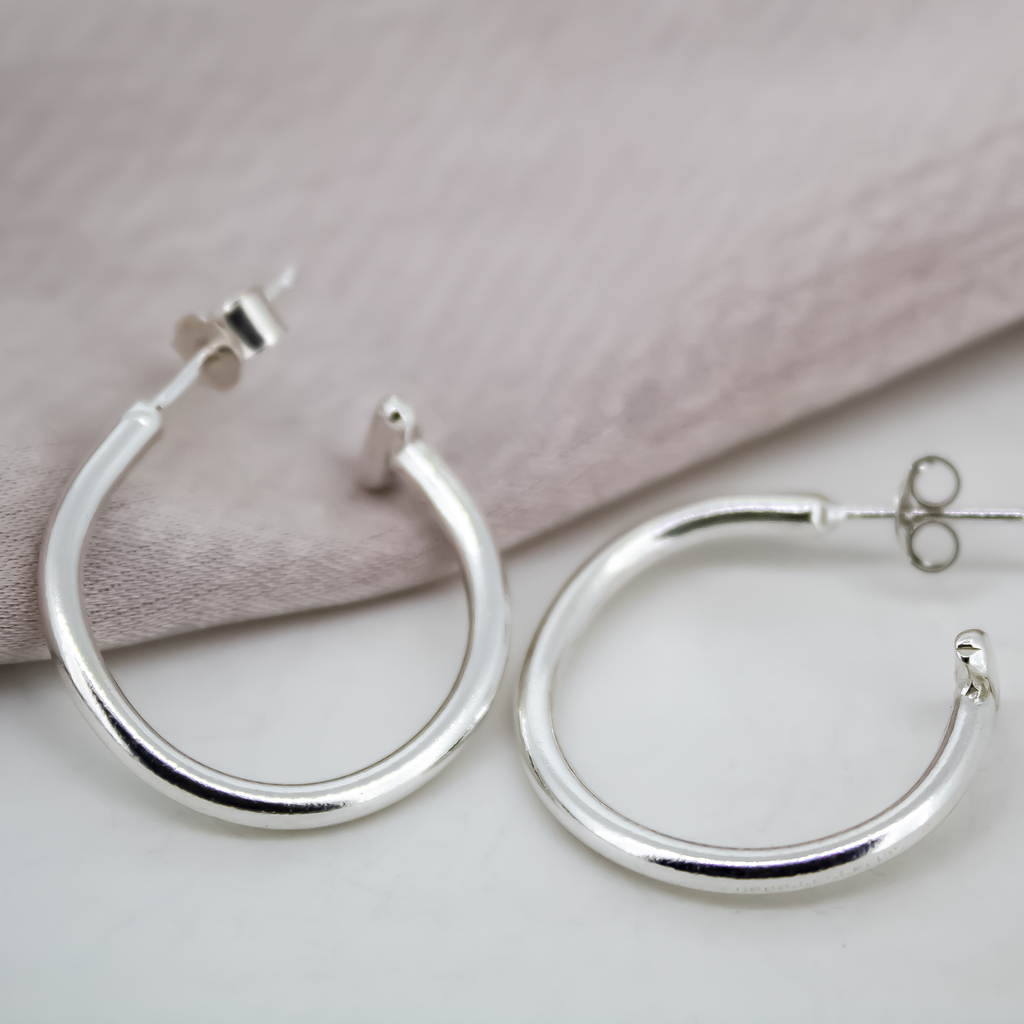 Sterling Silver T Bar Hoops
