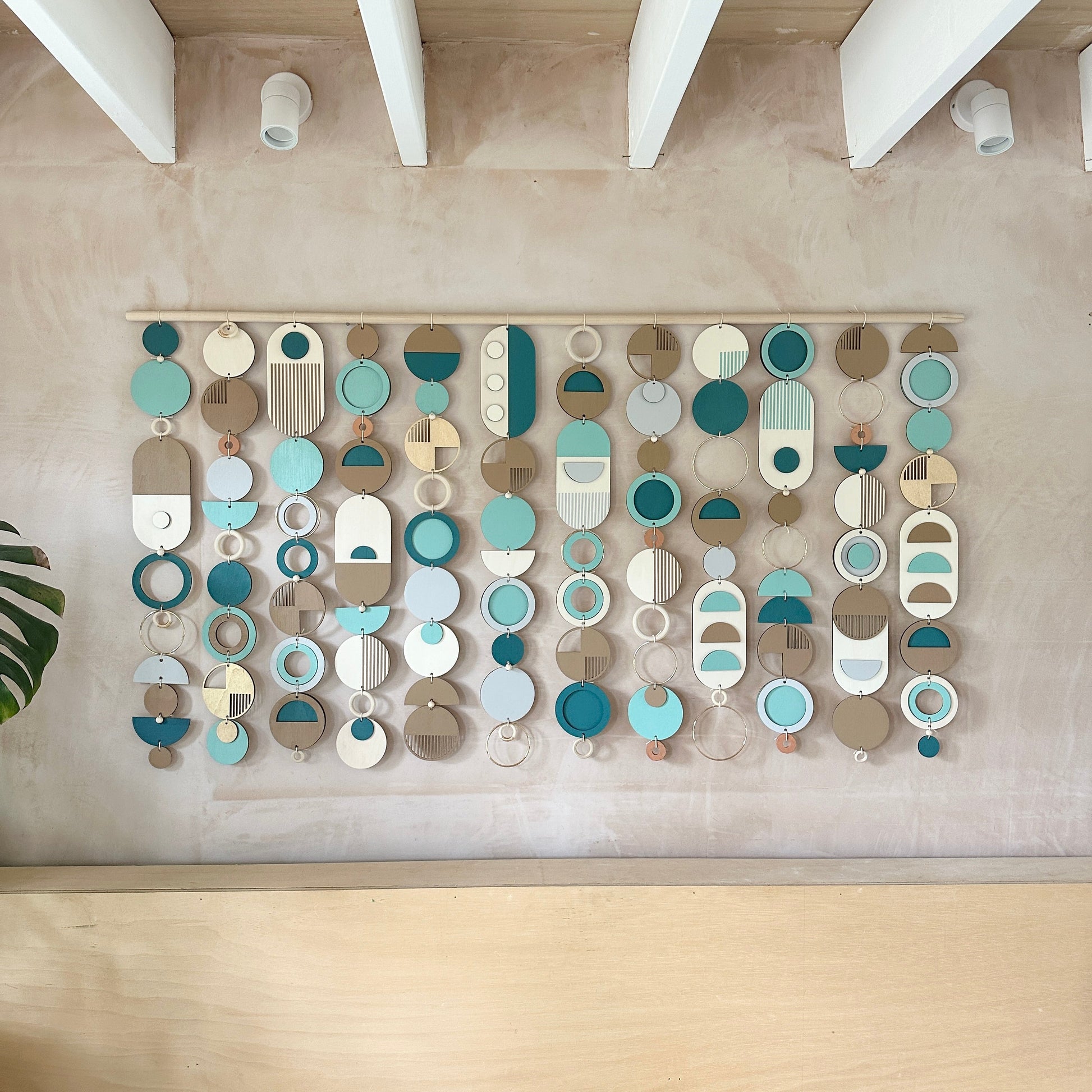 Blue Coastal Geometric Wall Art Tapestry