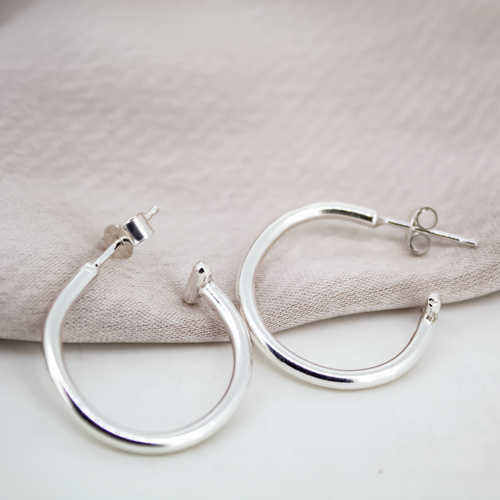 Sterling Silver T Bar Hoops