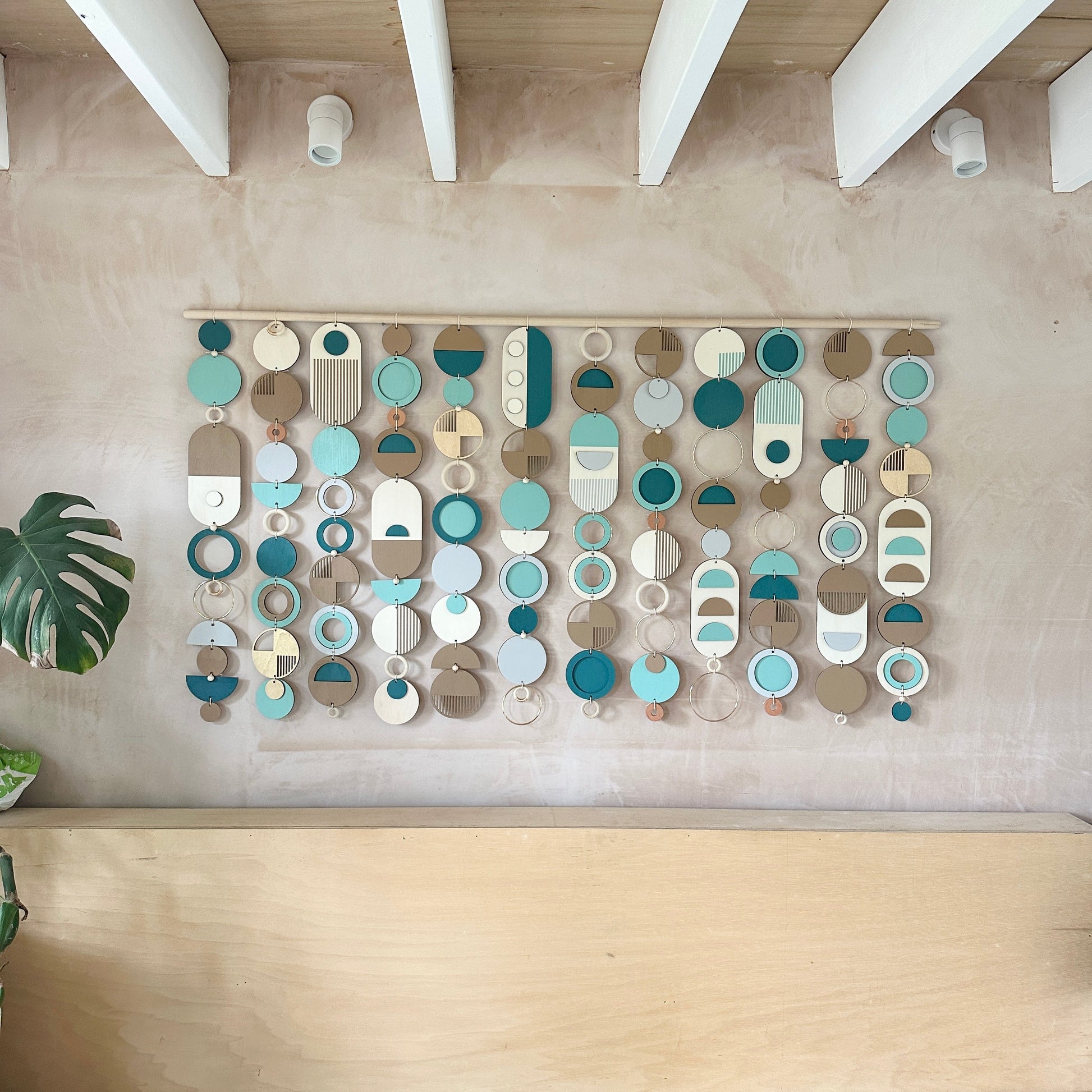 Blue Coastal Geometric Wall Art Tapestry