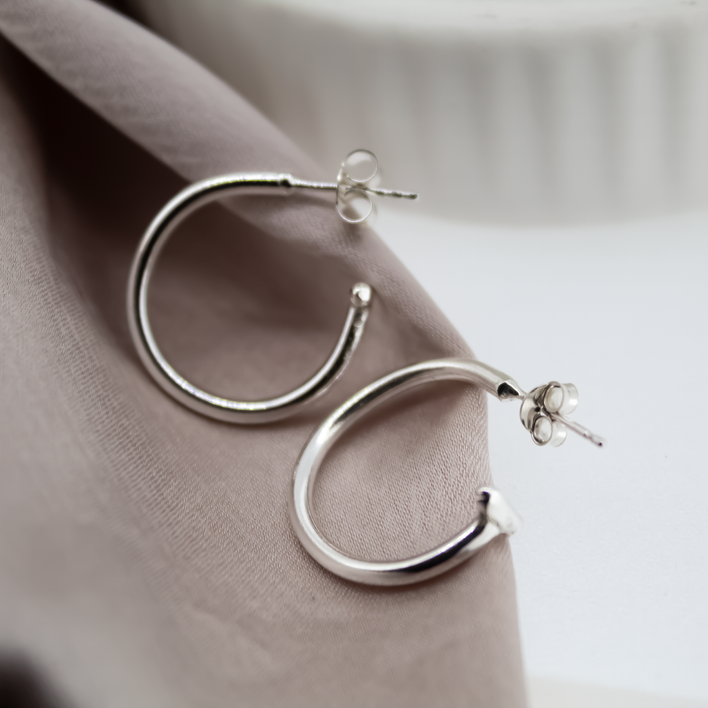 Sterling Silver T Bar Hoops