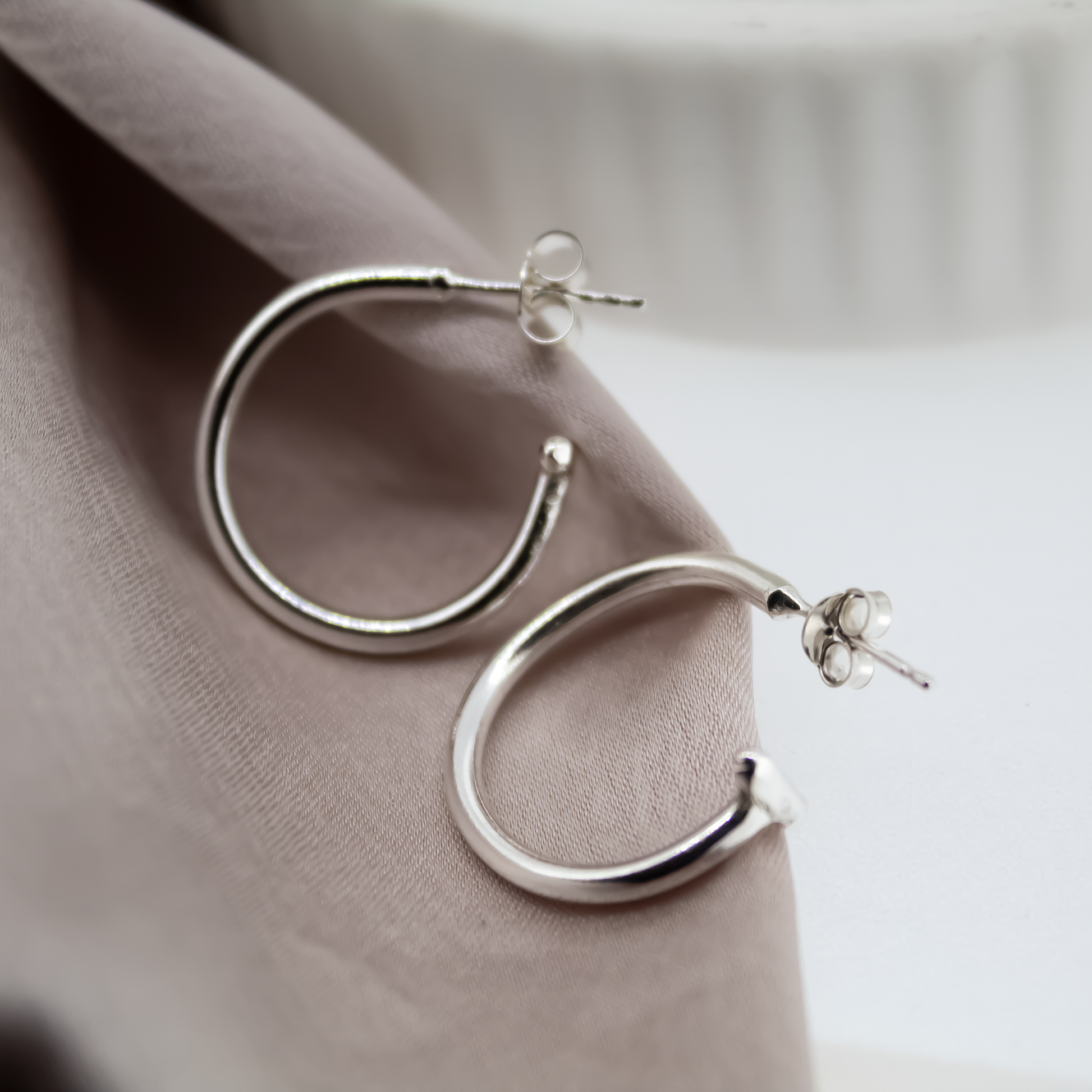 Sterling Silver T Bar Hoops