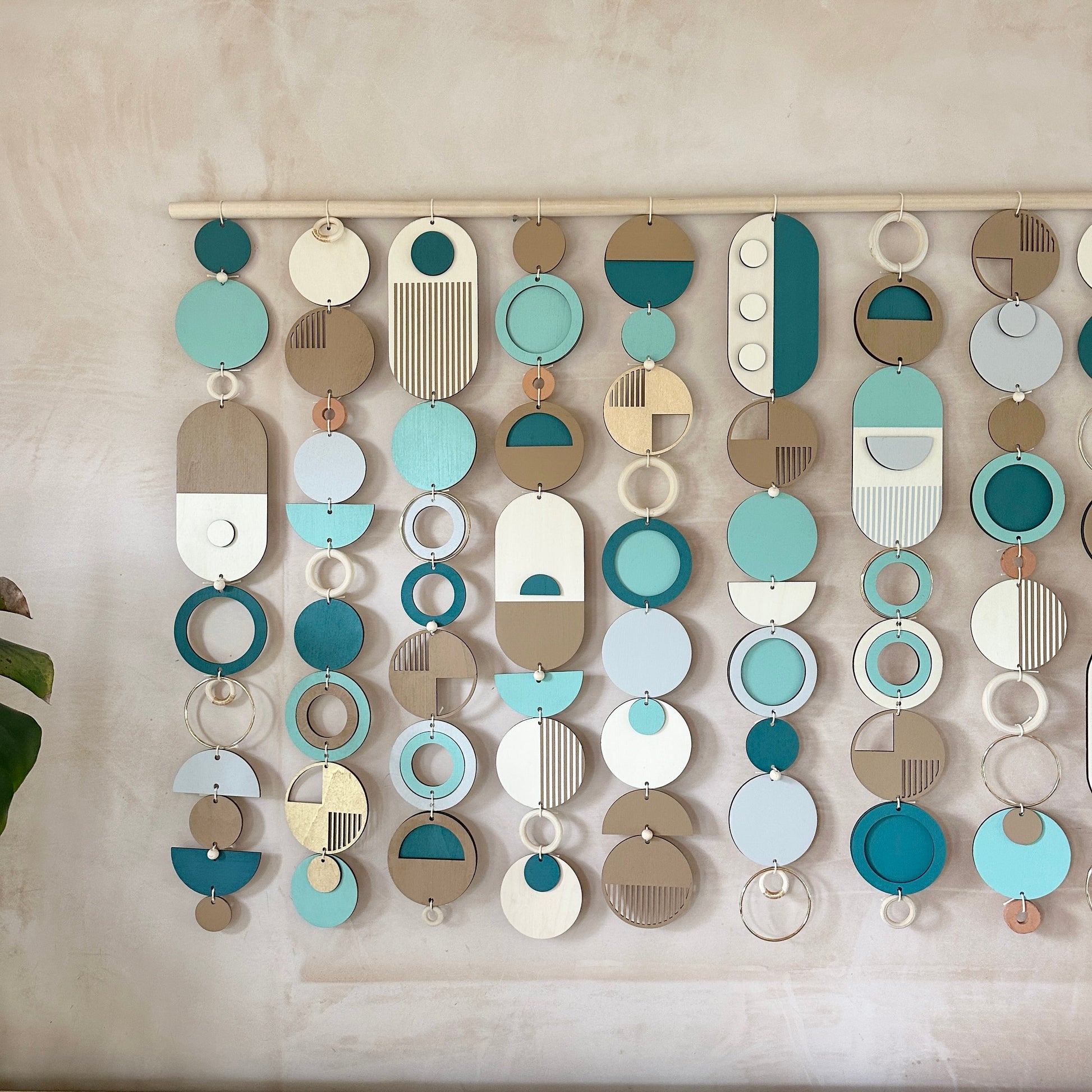 Blue Coastal Geometric Wall Art Tapestry