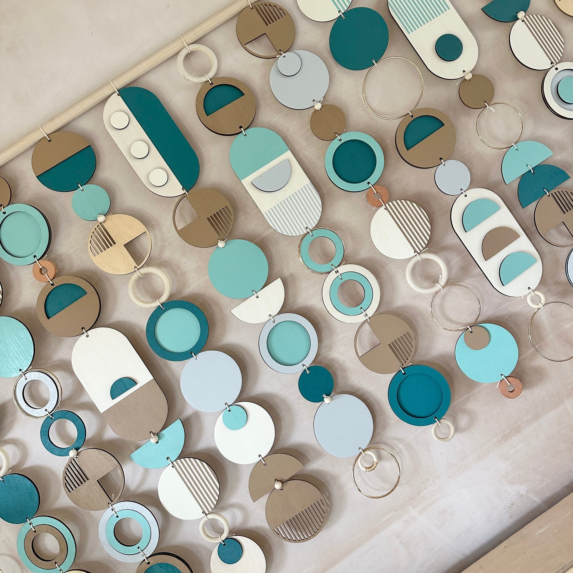 Blue Coastal Geometric Wall Art Tapestry