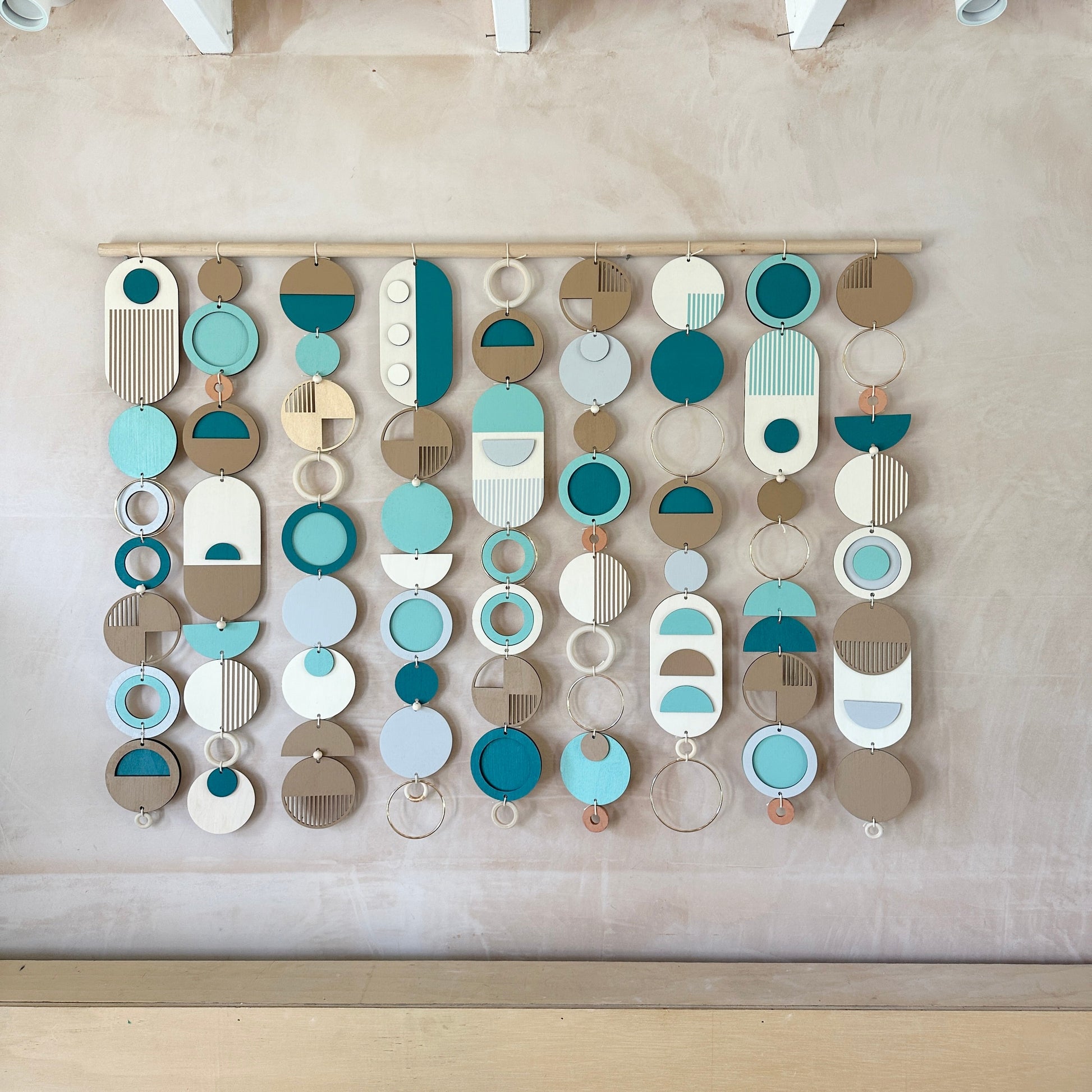 Blue Coastal Geometric Wall Art Handmade Tapestry