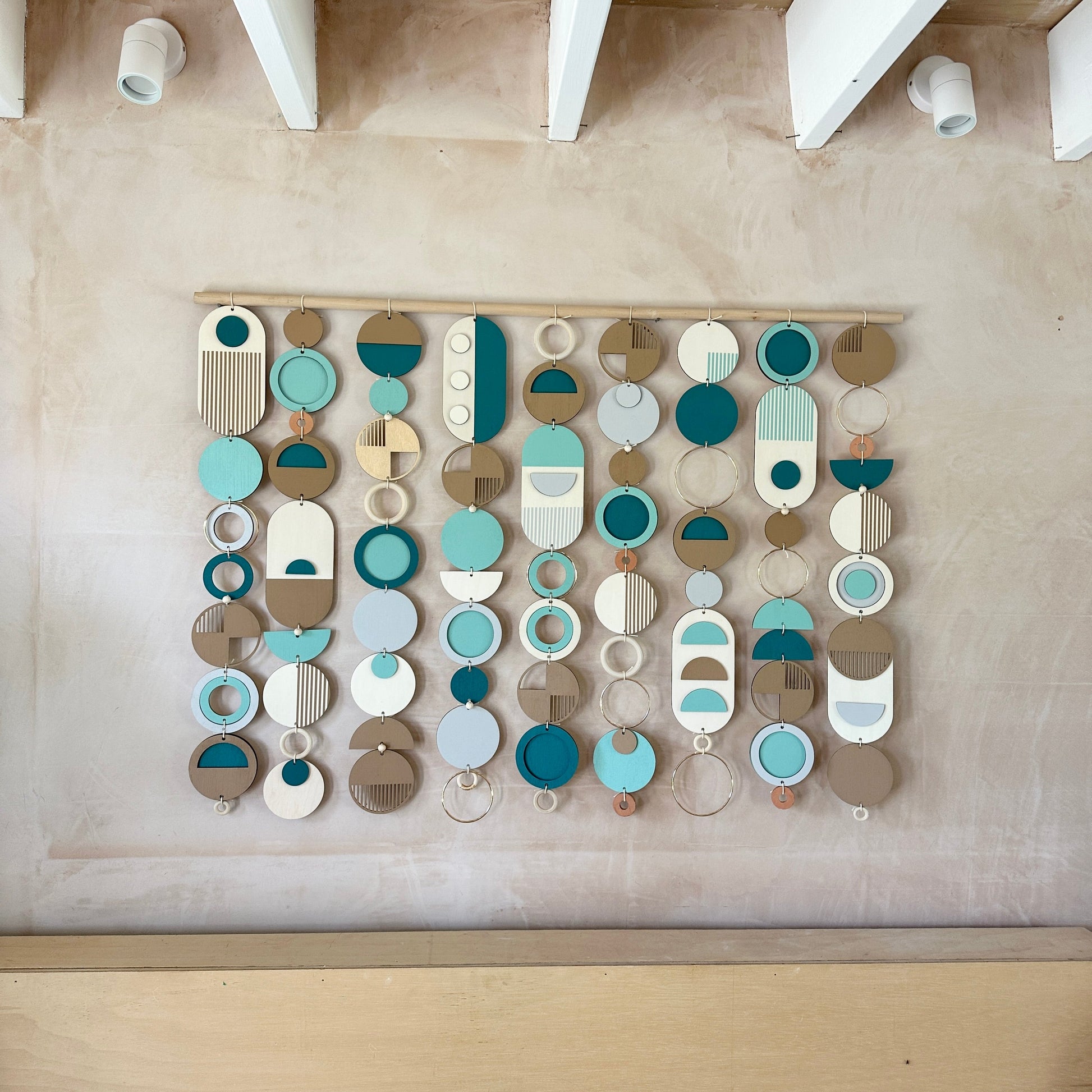 Blue Coastal Geometric Wall Art Handmade Tapestry