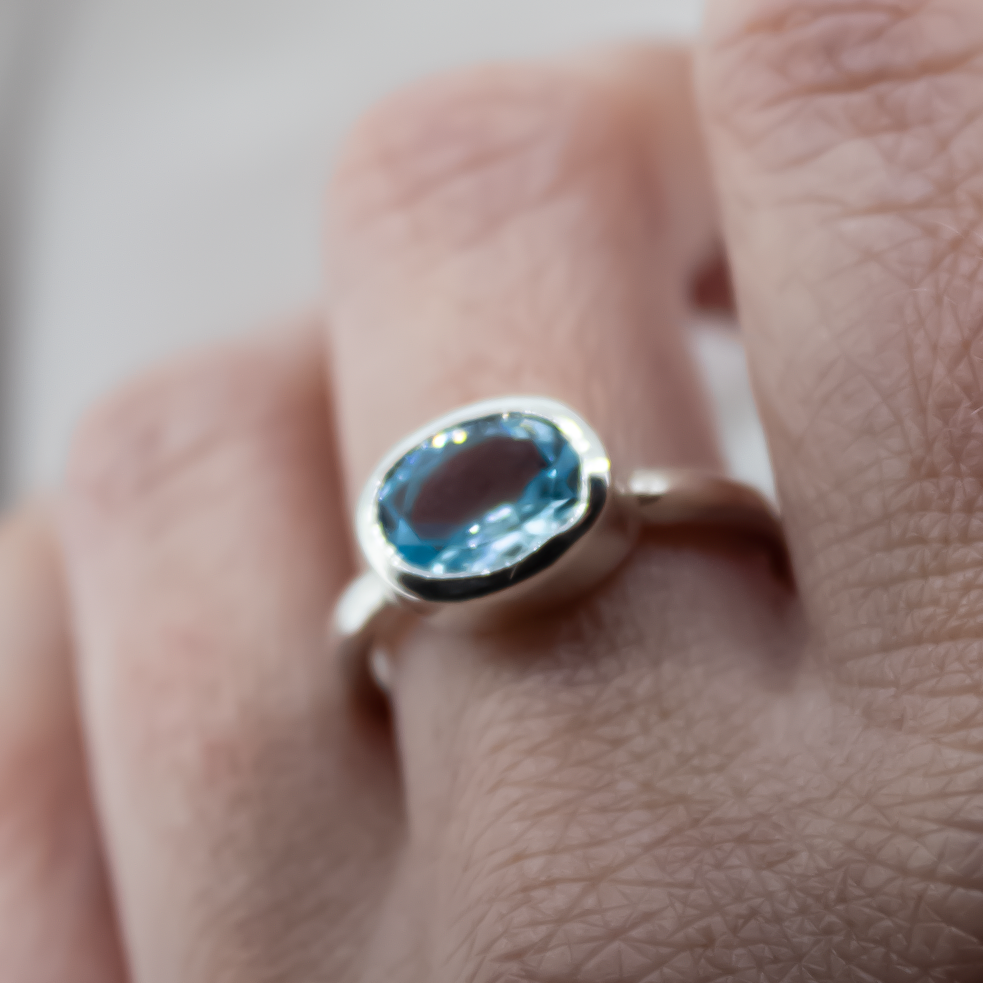 Silver Topaz Oval Ring