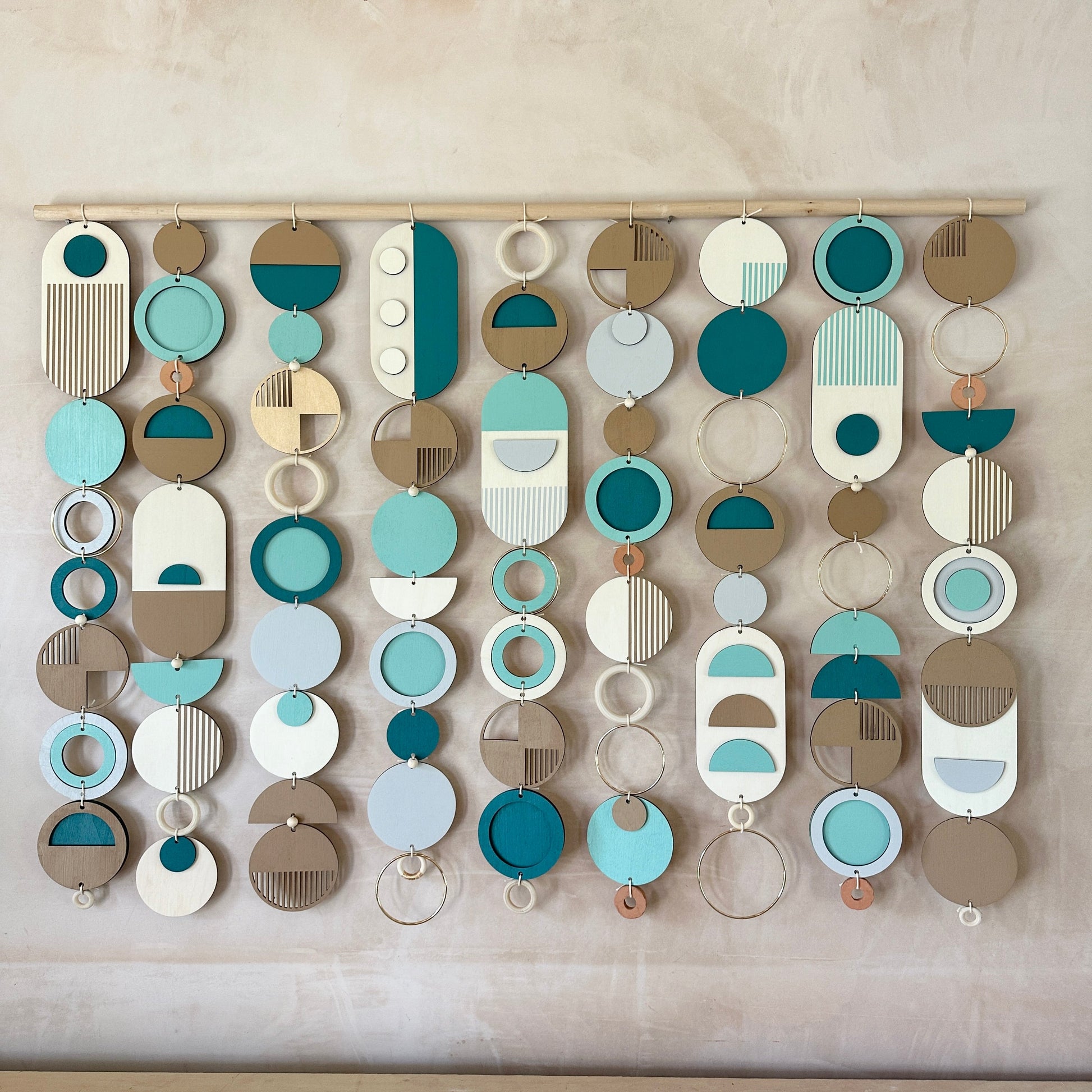 Blue Coastal Geometric Wall Art Handmade Tapestry