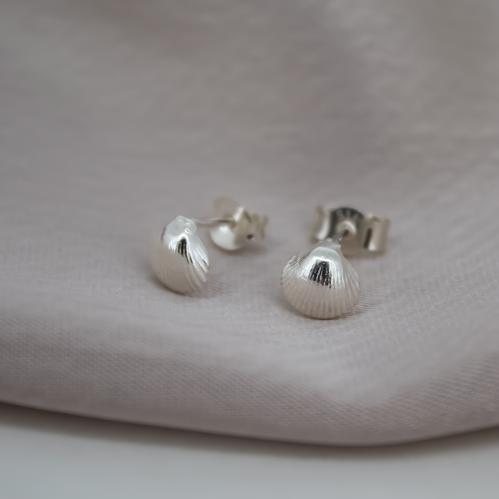 Mini Shell Studs in Sterling Silver