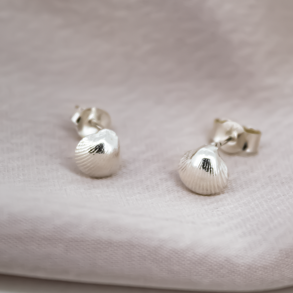Mini Shell Studs in Sterling Silver