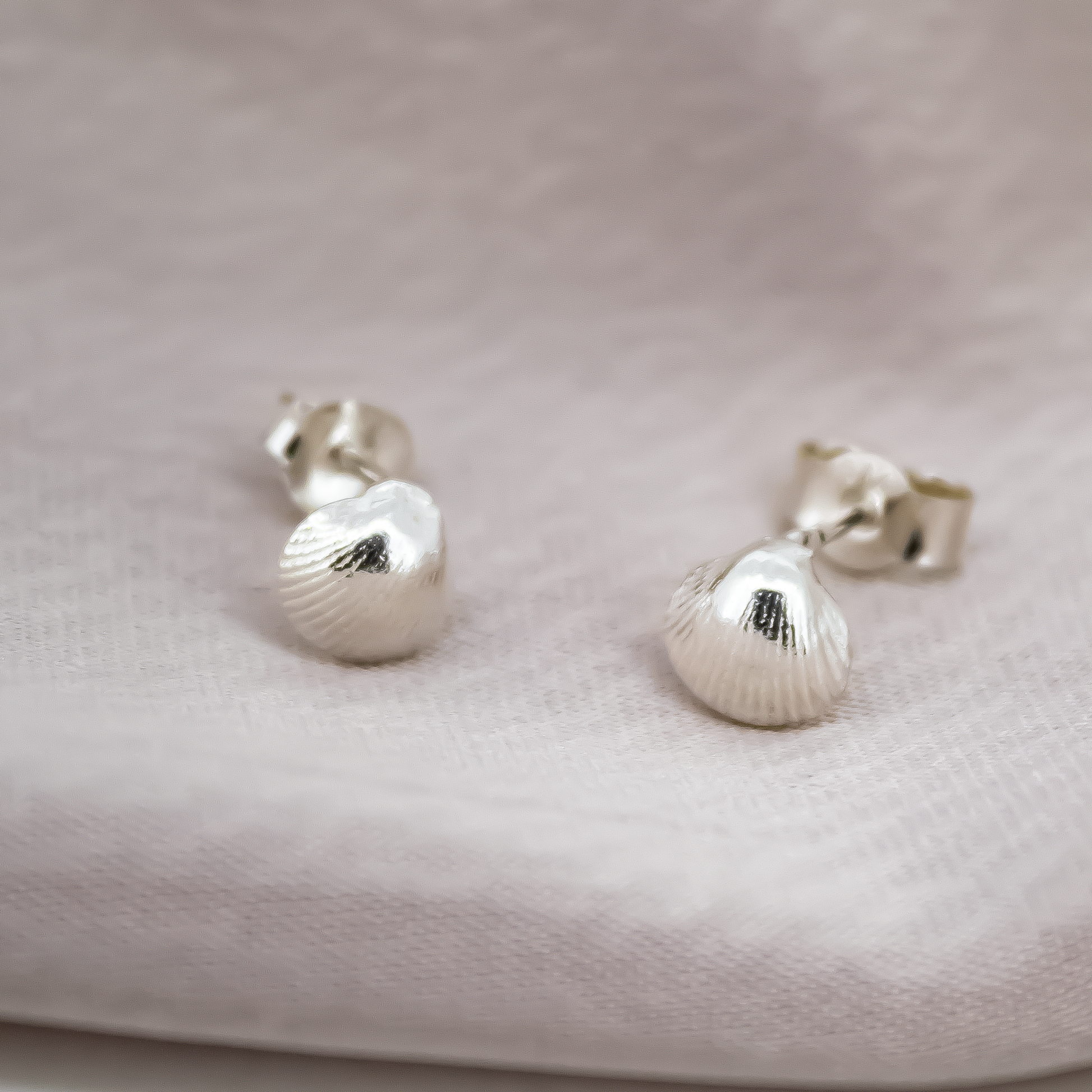 Mini Shell Studs in Sterling Silver