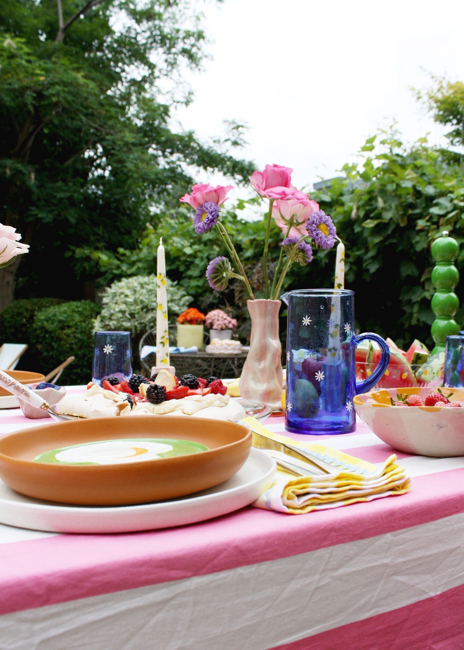 Daisy Blue Recycled Glass Jug