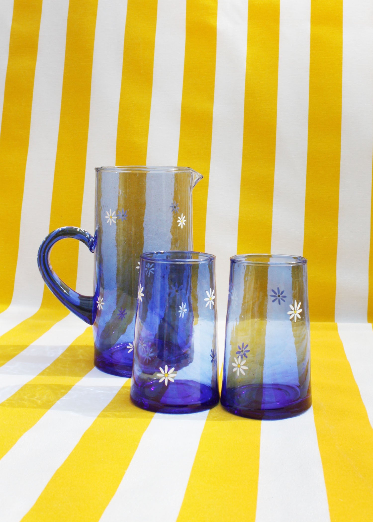 Daisy Blue Recycled Glass Jug