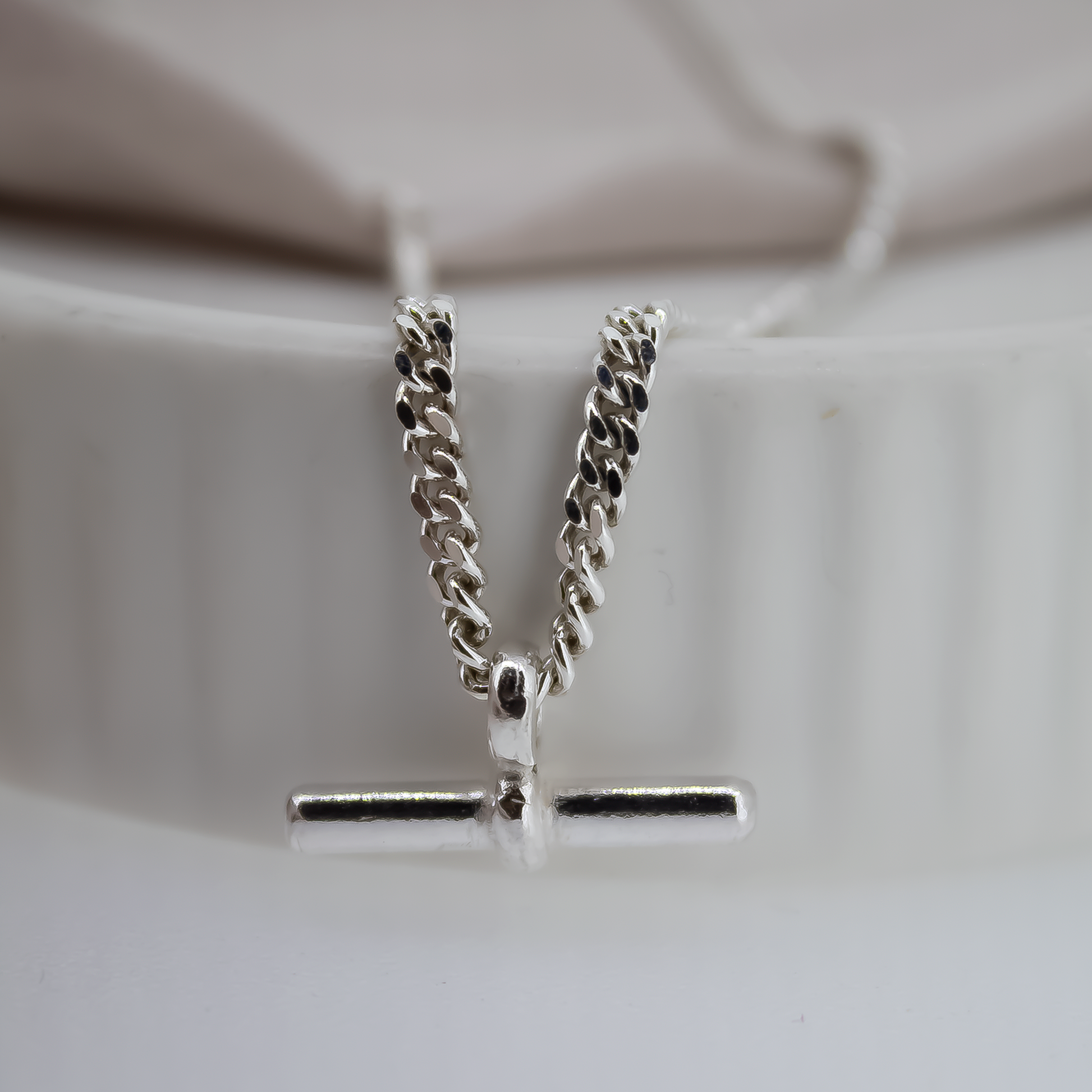 T Bar Curb Necklace in Sterling Silver