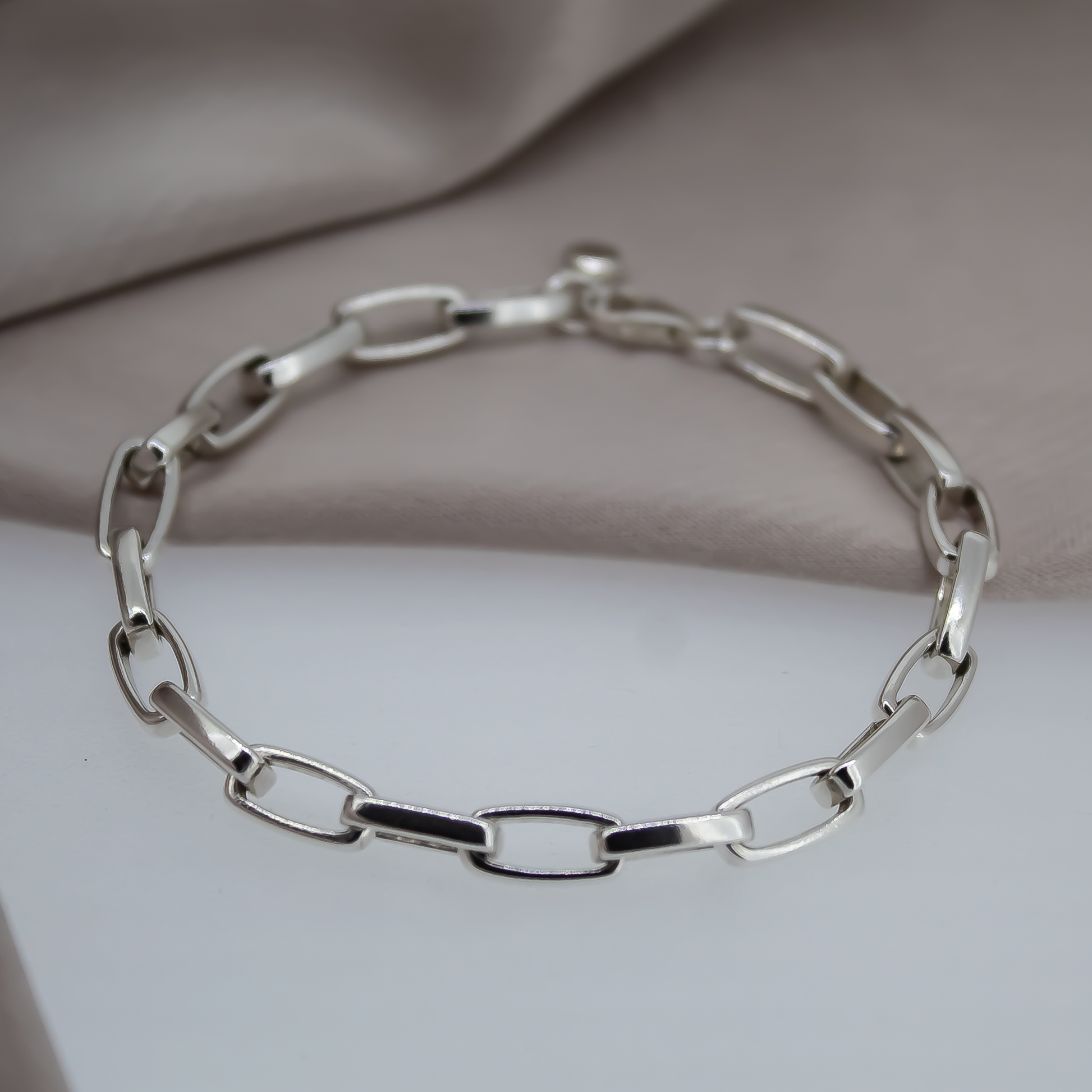 Chunky Box Chain Bracelet in Sterling Silver
