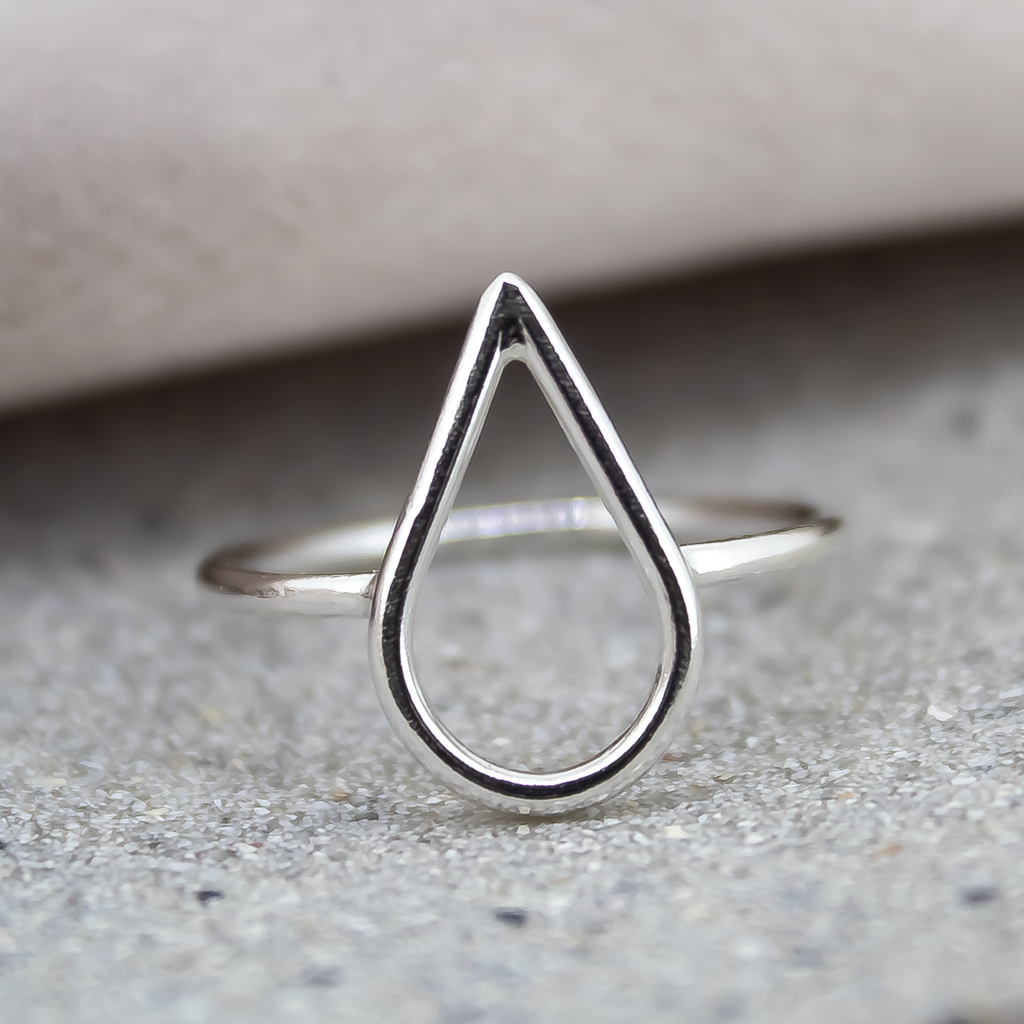 Teardrop Ring in Recycled Sterling Silver