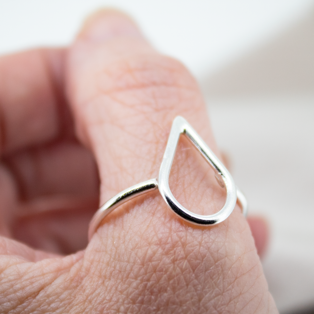 Teardrop Ring in Recycled Sterling Silver