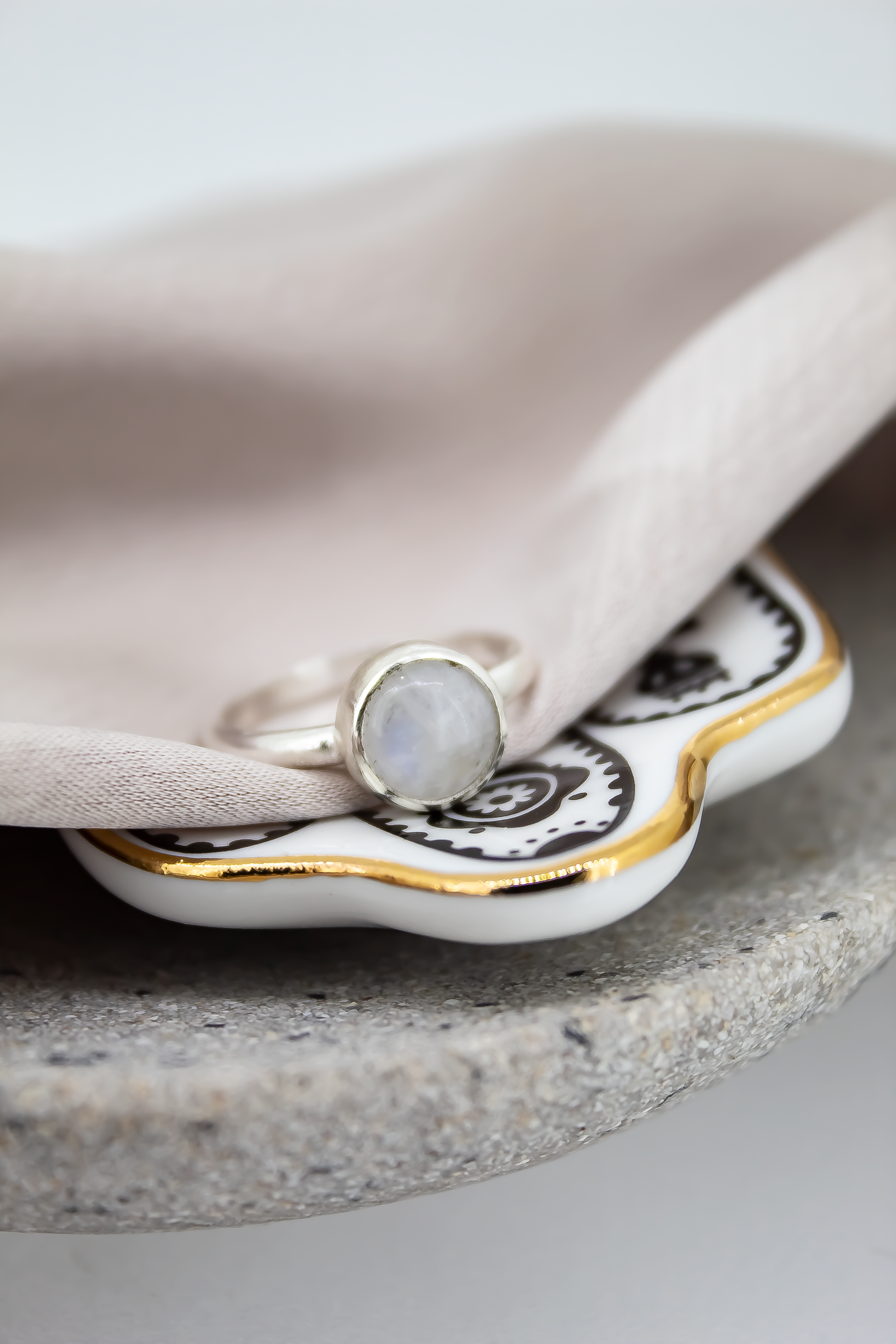 Rainbow Moonstone Ring in Sterling Silver