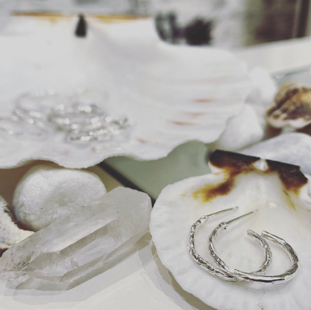 Mini Textured Sterling Silver Hoops