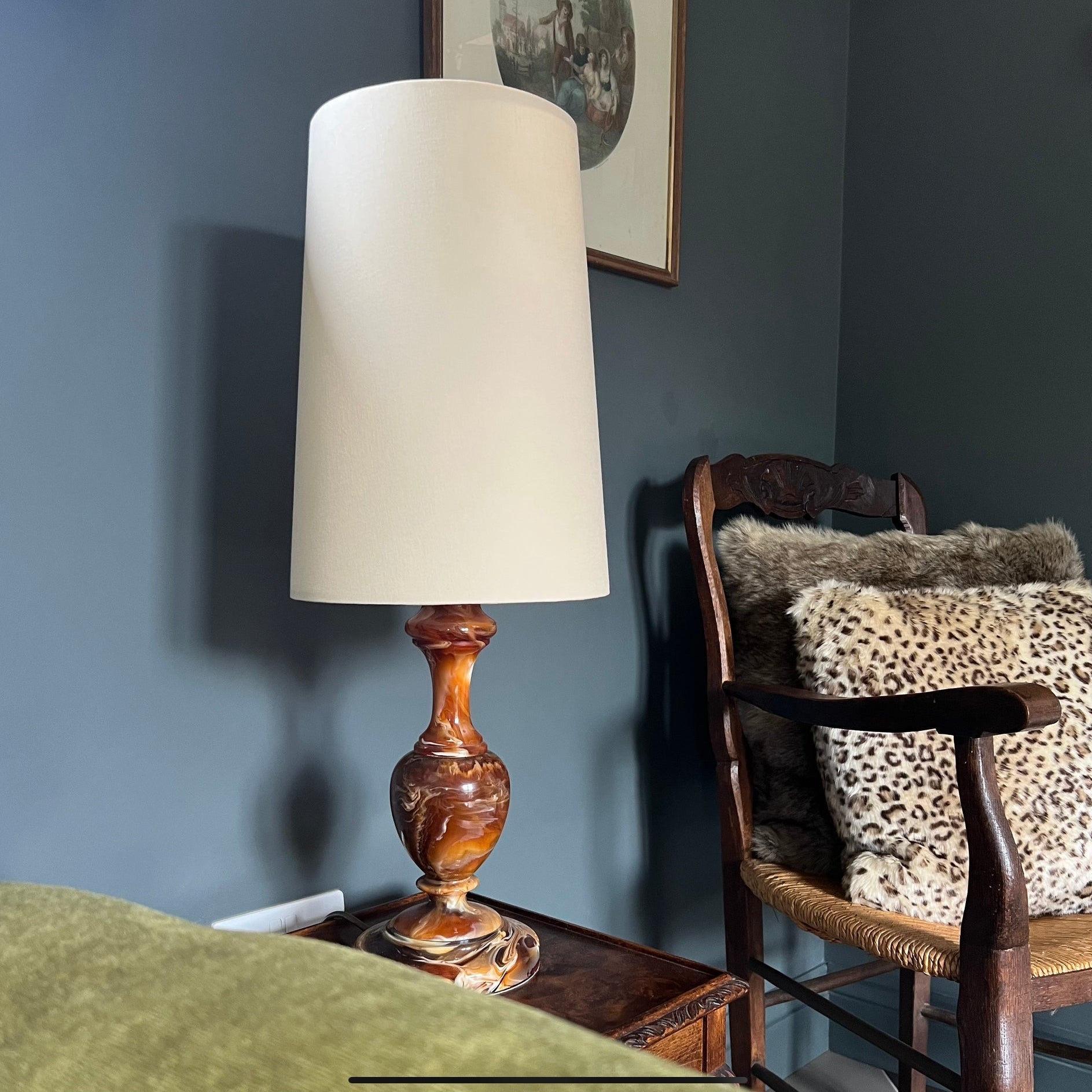 Cream cotton cone lampshade, extra tall lampshade