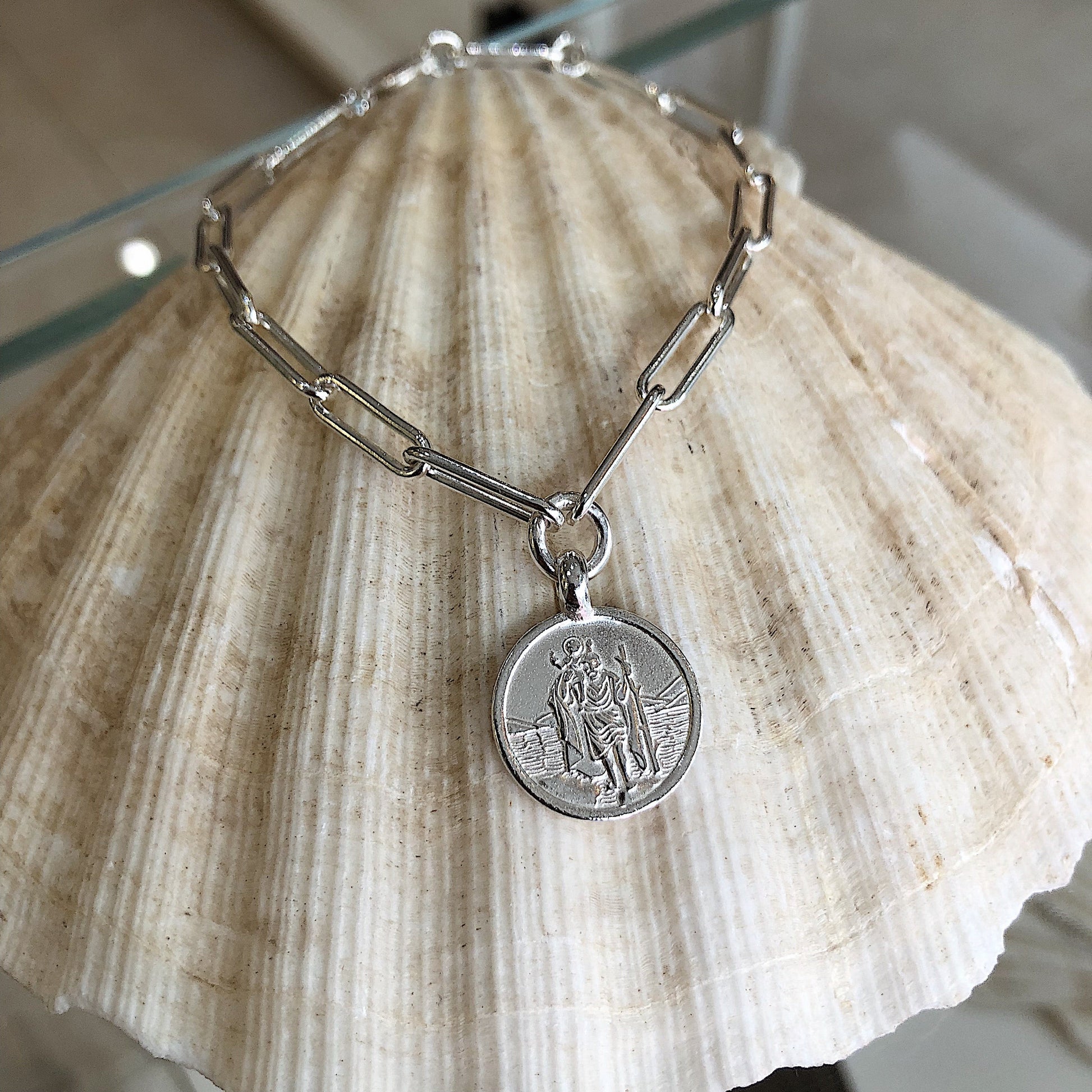St Christopher Silver Trace Chain Bracelet