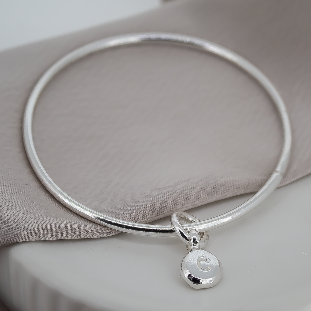 Pebble Charm Bangle in Sterling Silver