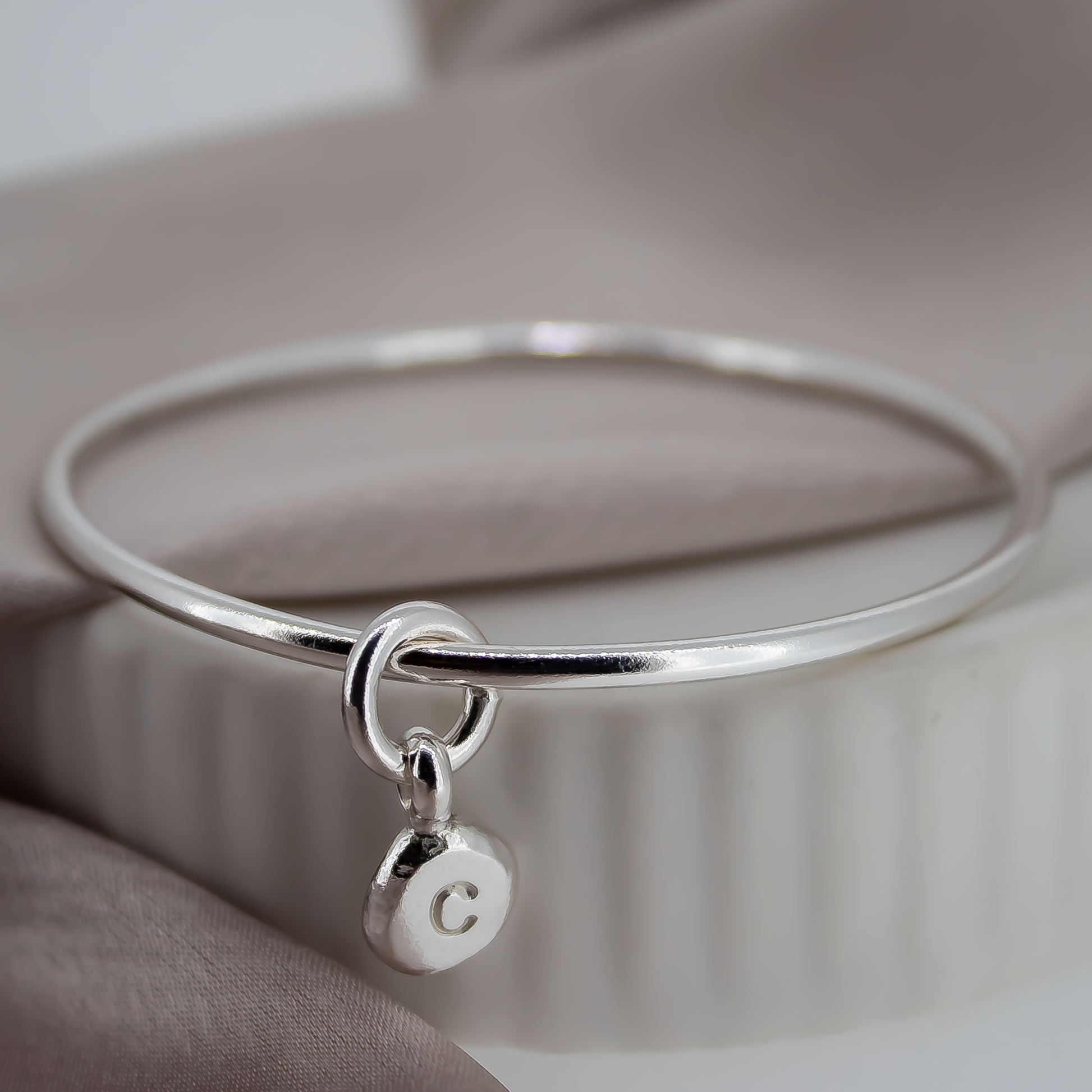 Pebble Charm Bangle in Sterling Silver