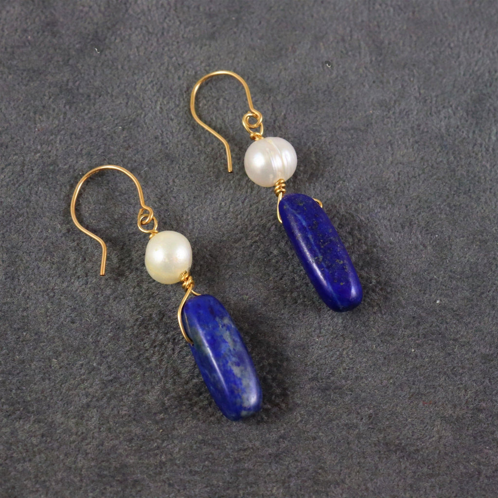 Lapis & Pearl Earrings
