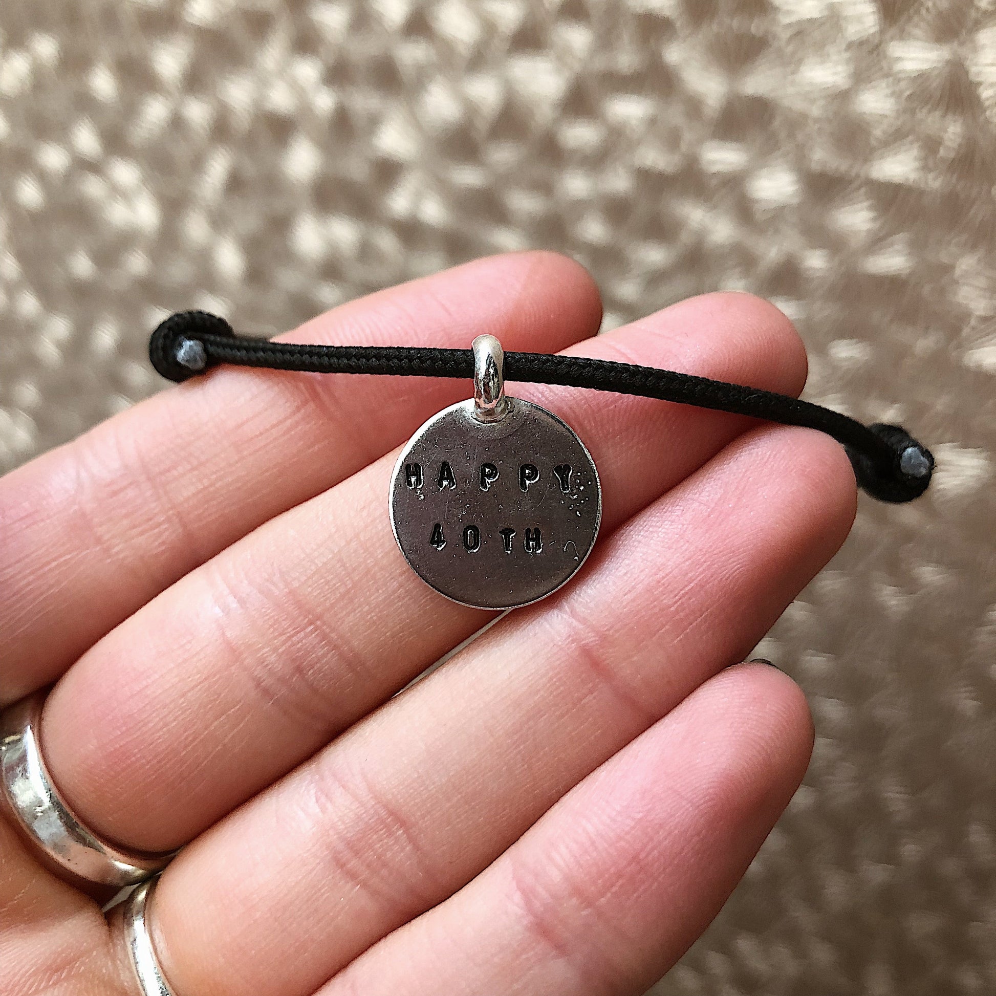 Personalised Disc Rope Bracelet in Sterling Silver