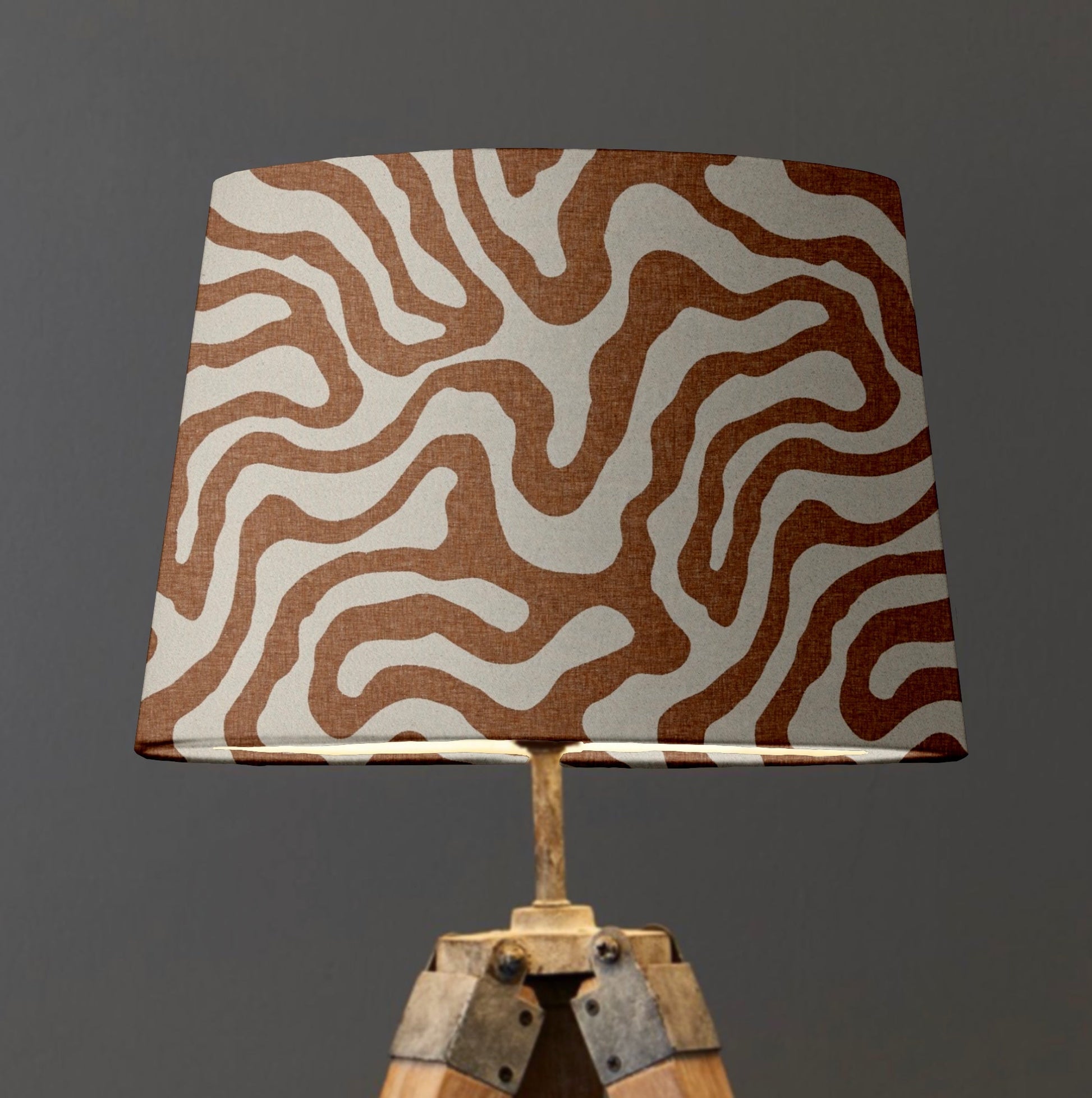Sandstone Wiggle french drum lampshade, paired with a white lining