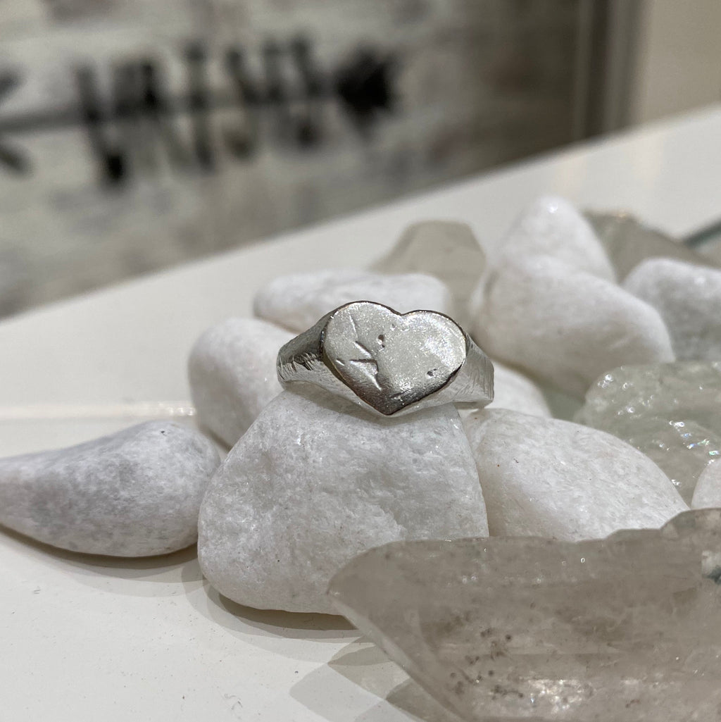 Heart Signet Ring in Sterling Silver