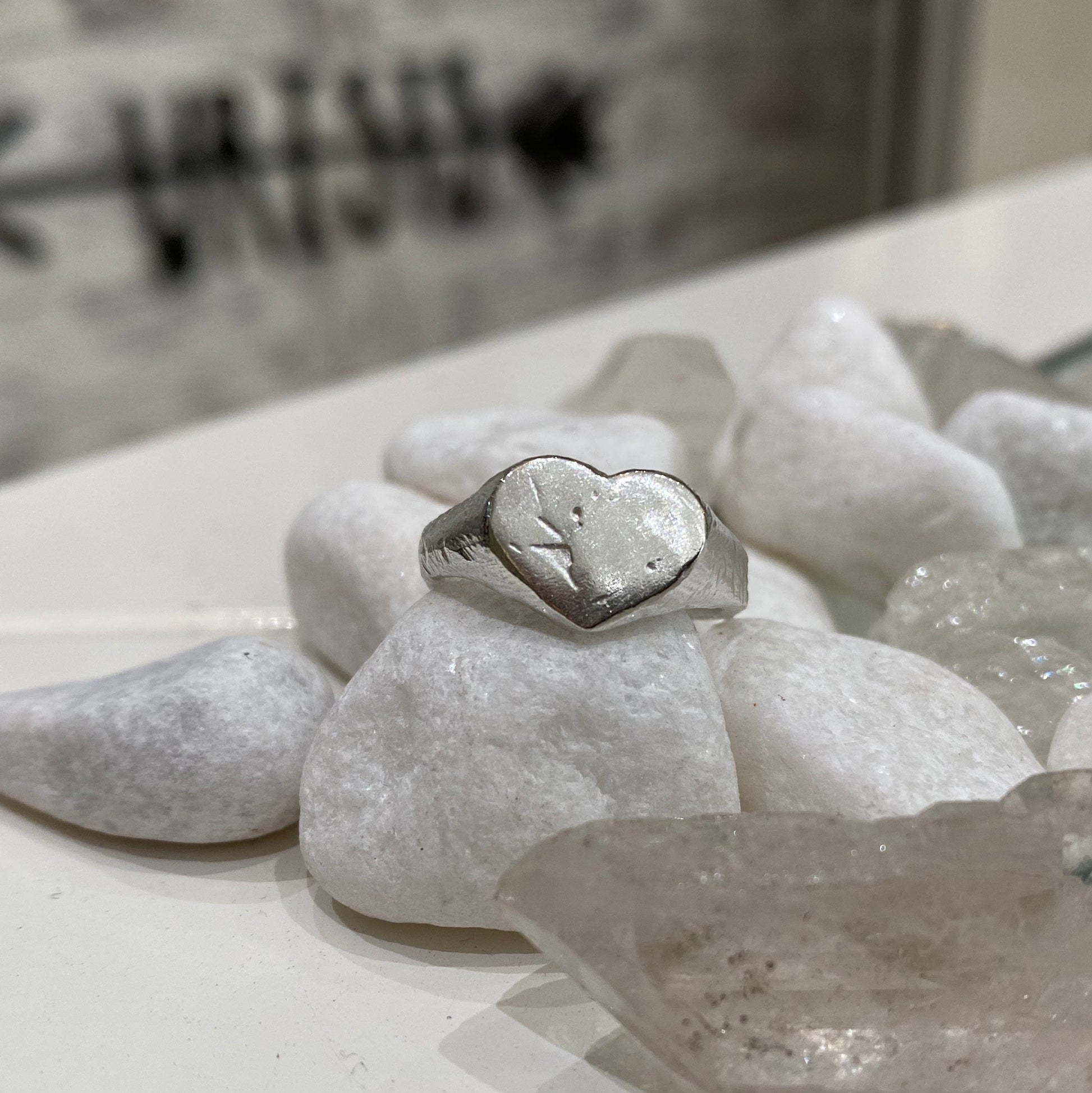 Heart Signet Ring in Sterling Silver