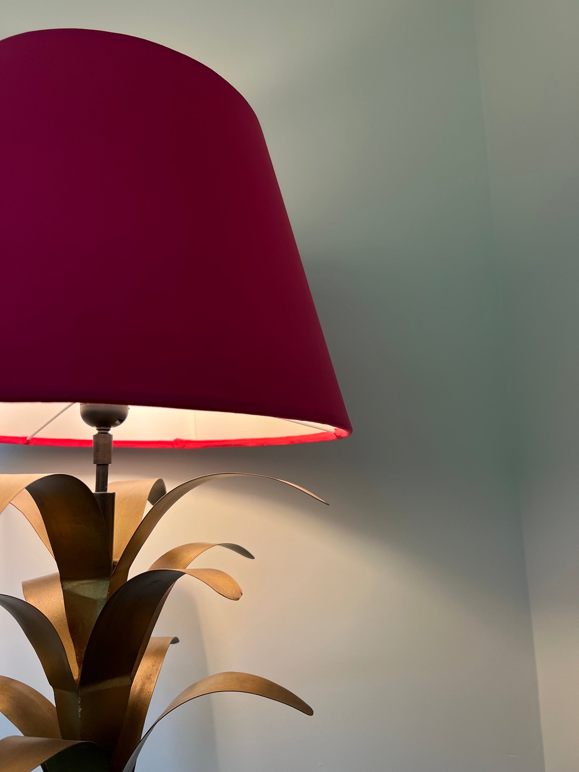 Cerise pink velvet coolie lampshade/ ceiling light shade, empire lampshade