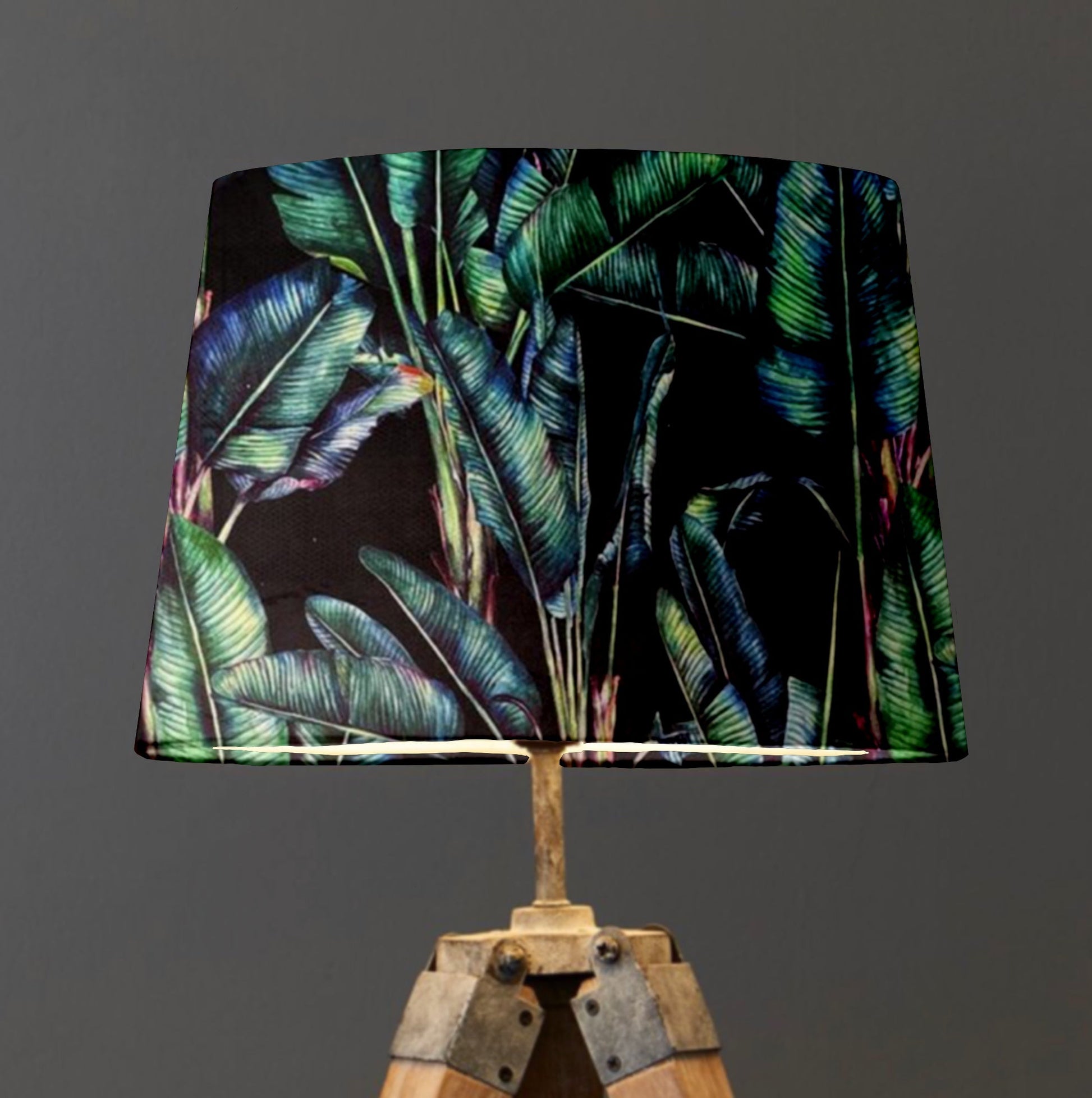 Leaves velvet french drum lampshade/ ceiling light shade, empire lampshade, black