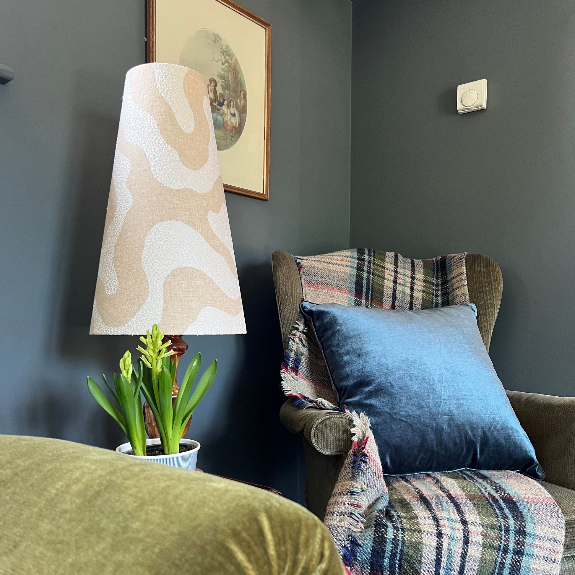 Ecru wiggle cone lampshade, extra tall lampshade
