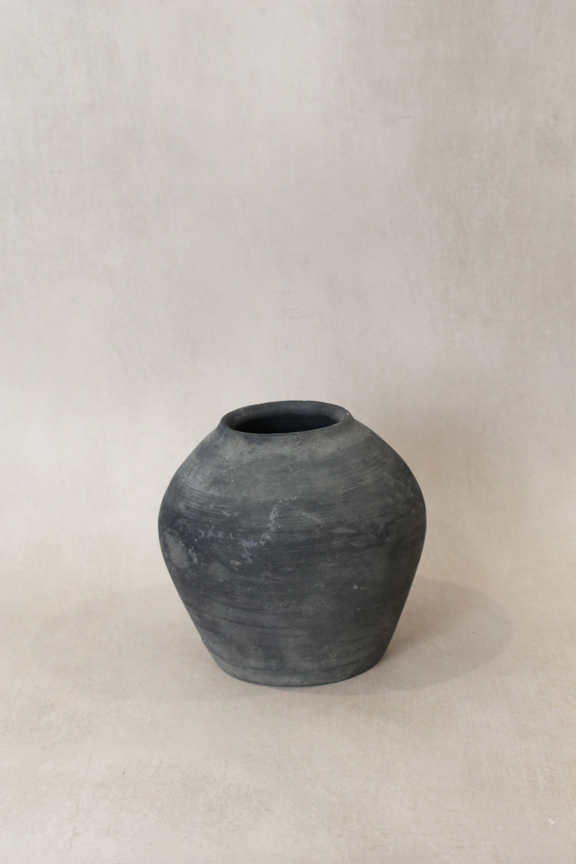 Vintage Dark Grey Earthenware Pot Number 57