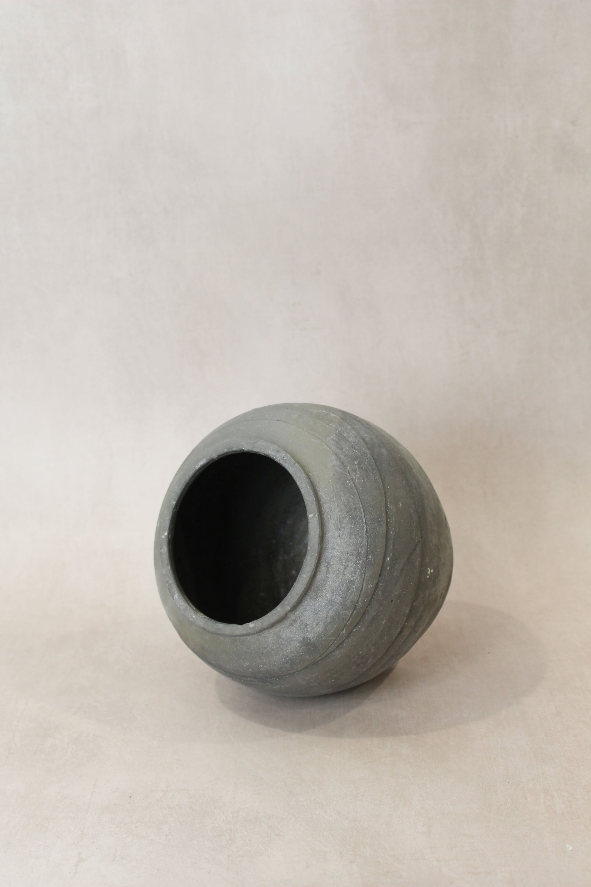 Vintage Dark Grey Earthenware Pot Number 58