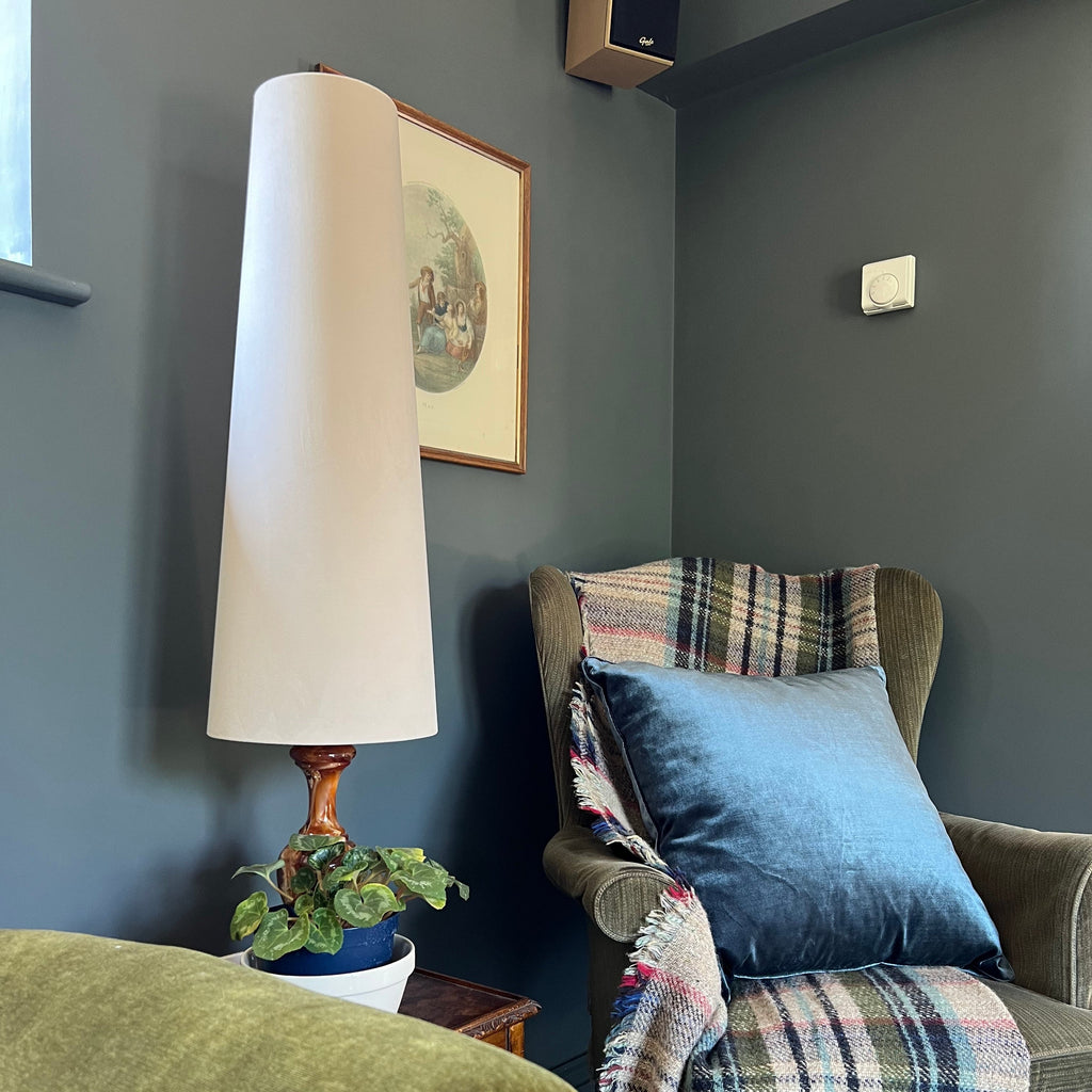 Cream Velvet cone lampshade, extra tall lampshade
