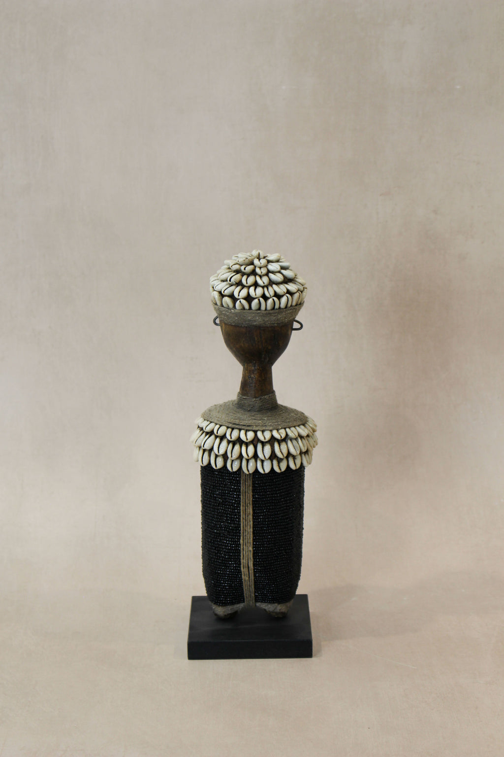 Hand Carved Fertility Doll 32cm with Beads and Cowrie Shells